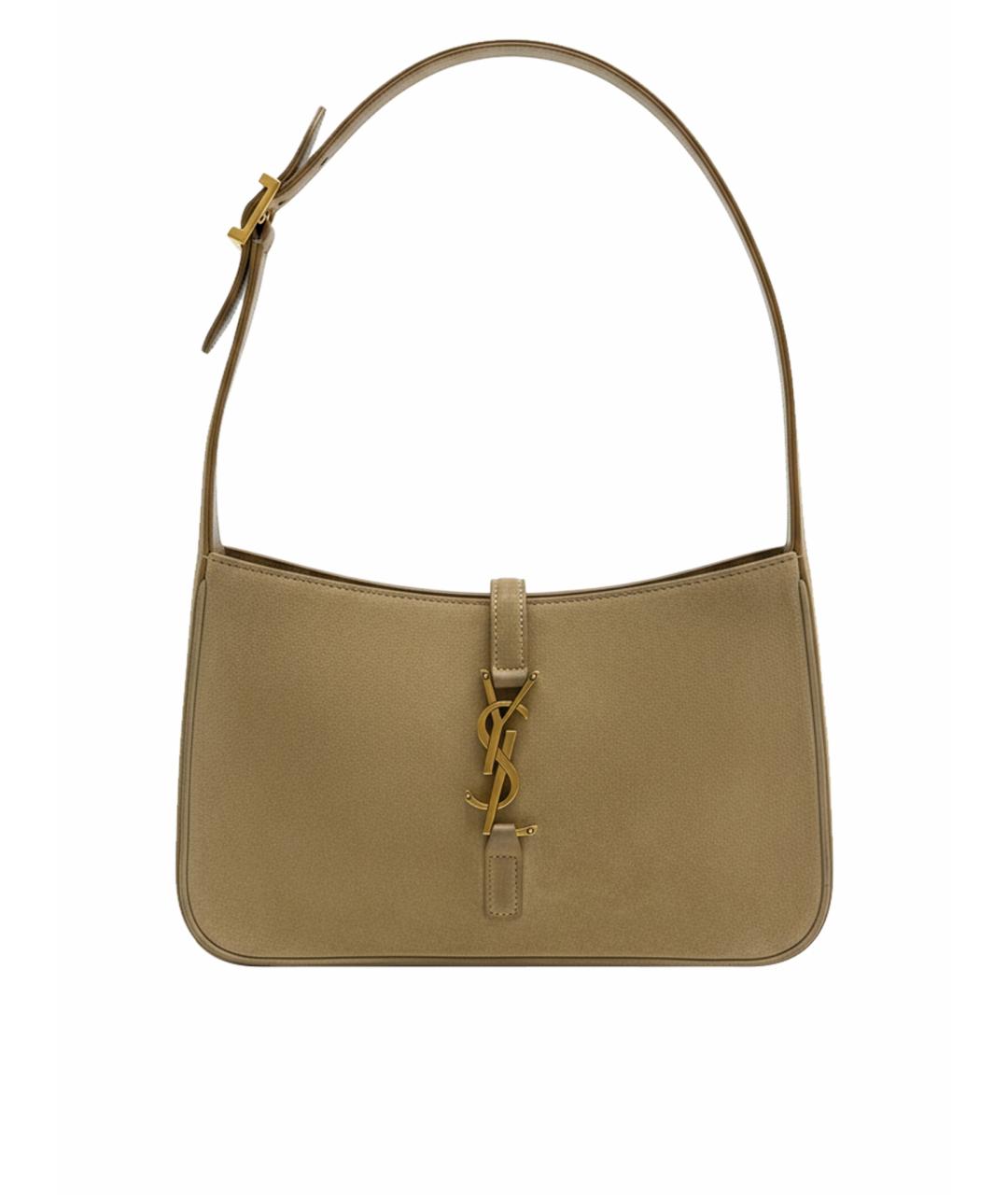 SAINT LAURENT Коричневая замшевая сумка с короткими ручками, фото 1