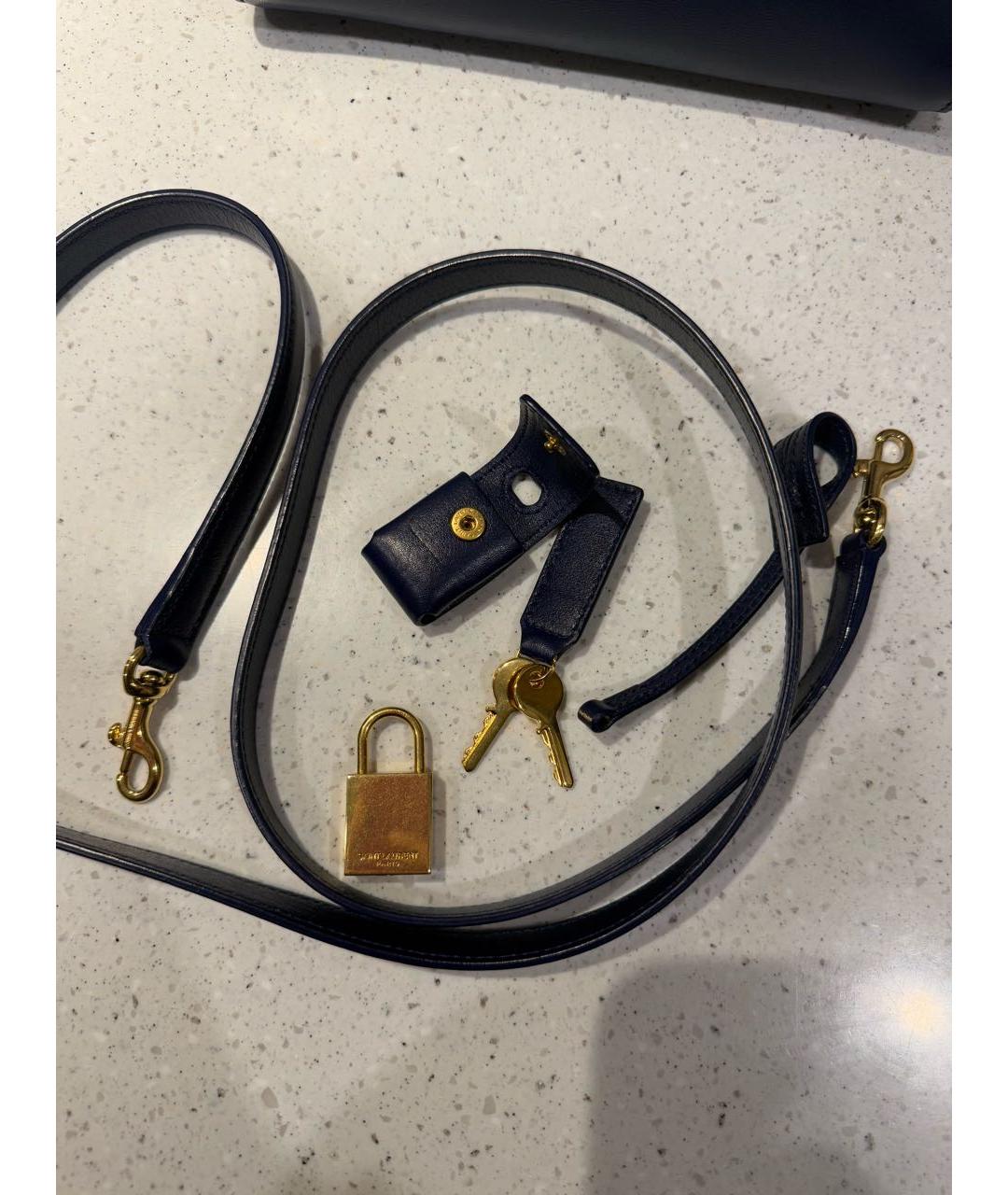 SAINT LAURENT Синяя кожаная сумка тоут, фото 8