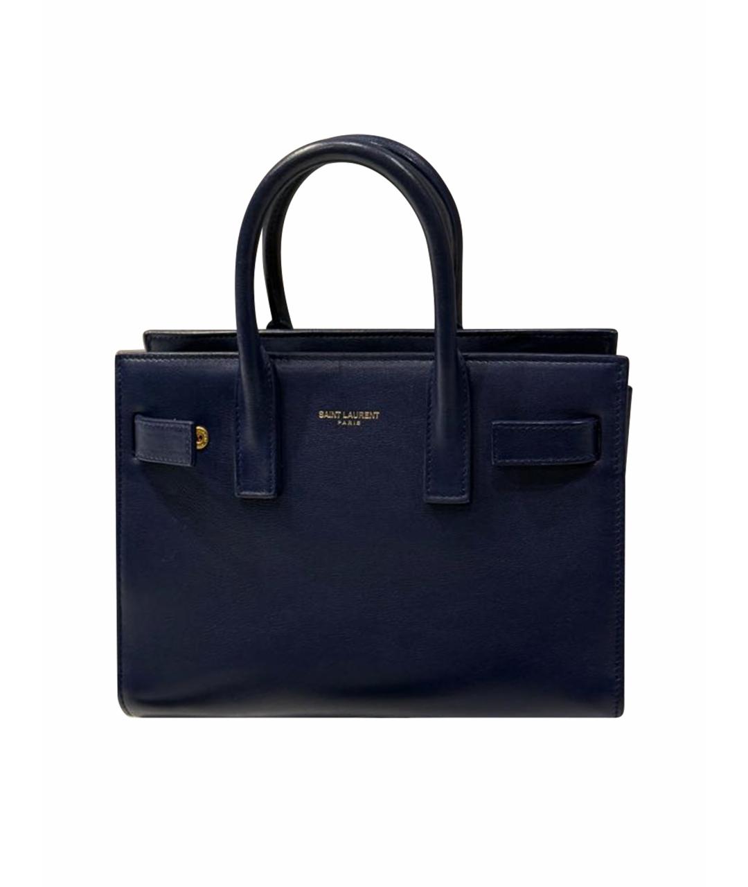 SAINT LAURENT Синяя кожаная сумка тоут, фото 1