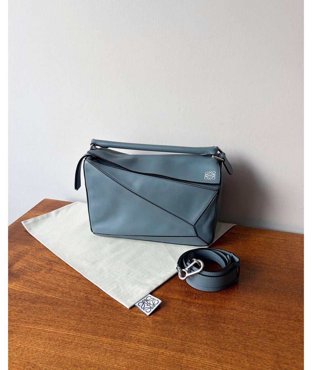 LOEWE Голубая кожаная сумка через плечо, фото 9