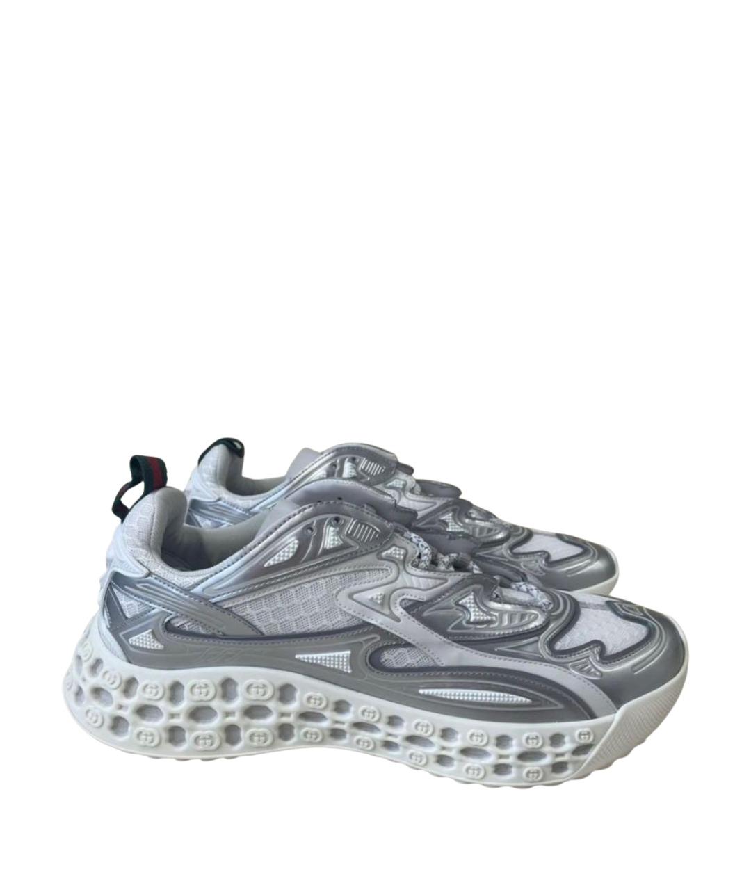 GUCCI Серебряные резиновые низкие кроссовки / кеды, фото 1