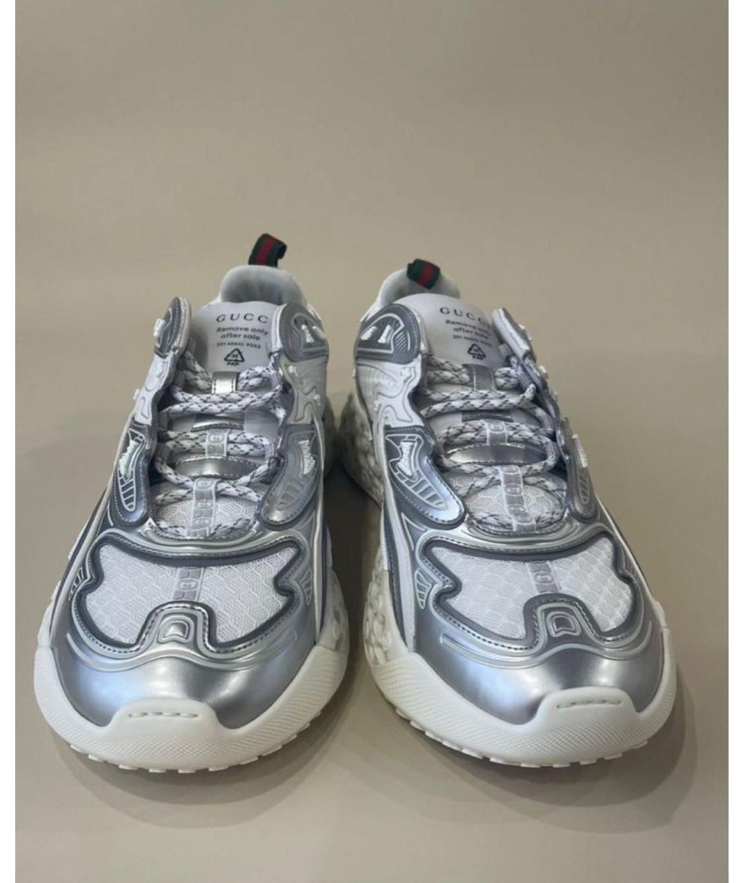 GUCCI Серебряные резиновые низкие кроссовки / кеды, фото 2