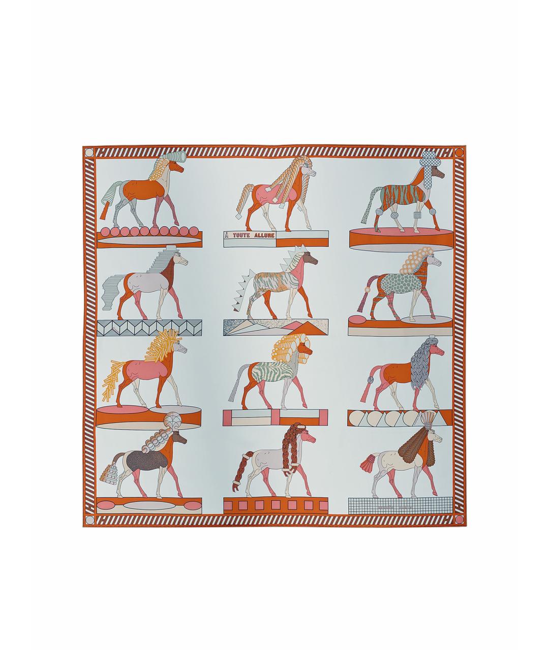 HERMES Бежевый шелковый платок, фото 1