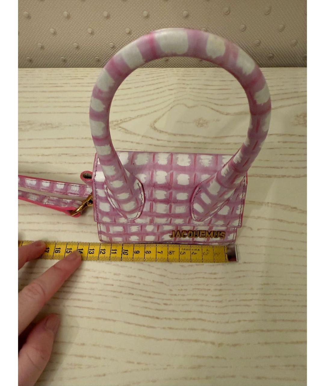 JACQUEMUS Розовая кожаная сумка через плечо, фото 7