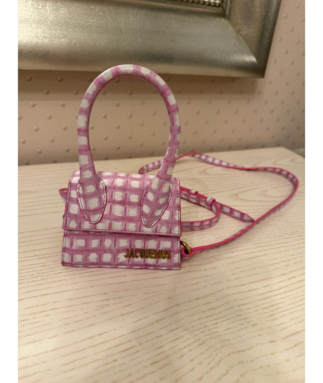 JACQUEMUS Розовая кожаная сумка через плечо, фото 9