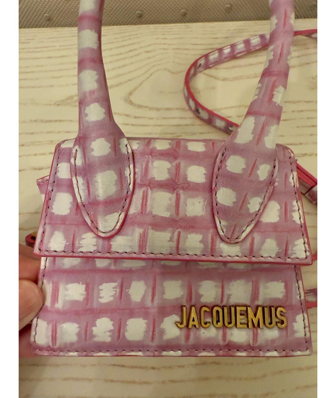 JACQUEMUS Розовая кожаная сумка через плечо, фото 2