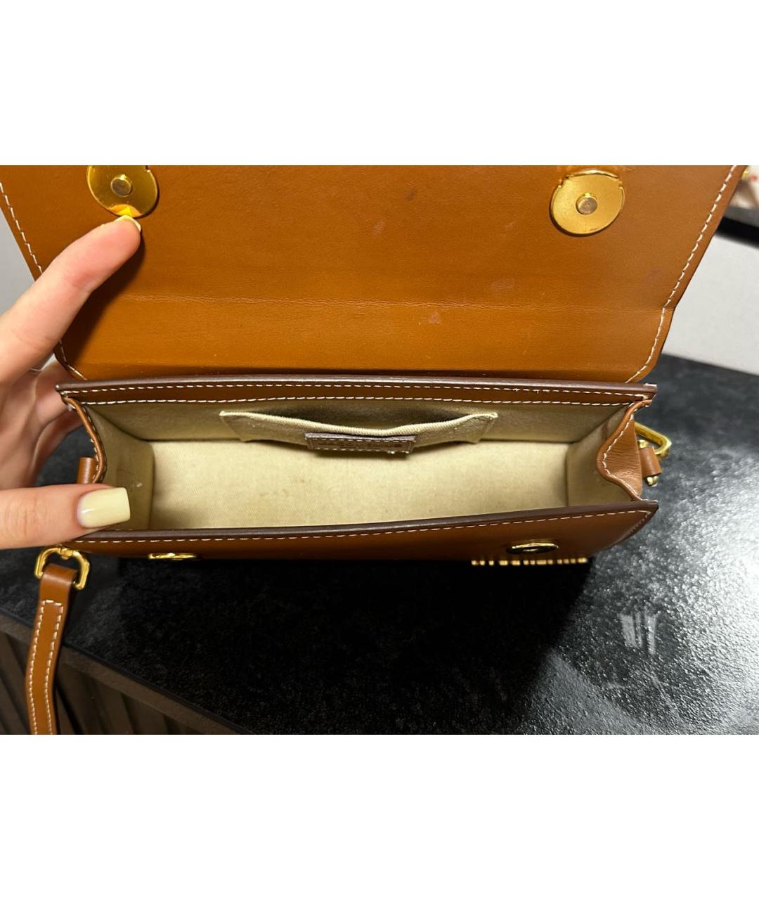 JACQUEMUS Оранжевая кожаная сумка с короткими ручками, фото 3