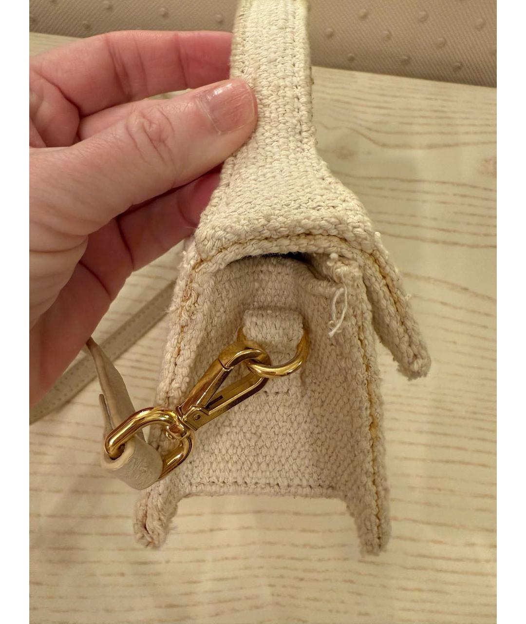 JACQUEMUS Бежевая тканевая сумка через плечо, фото 5