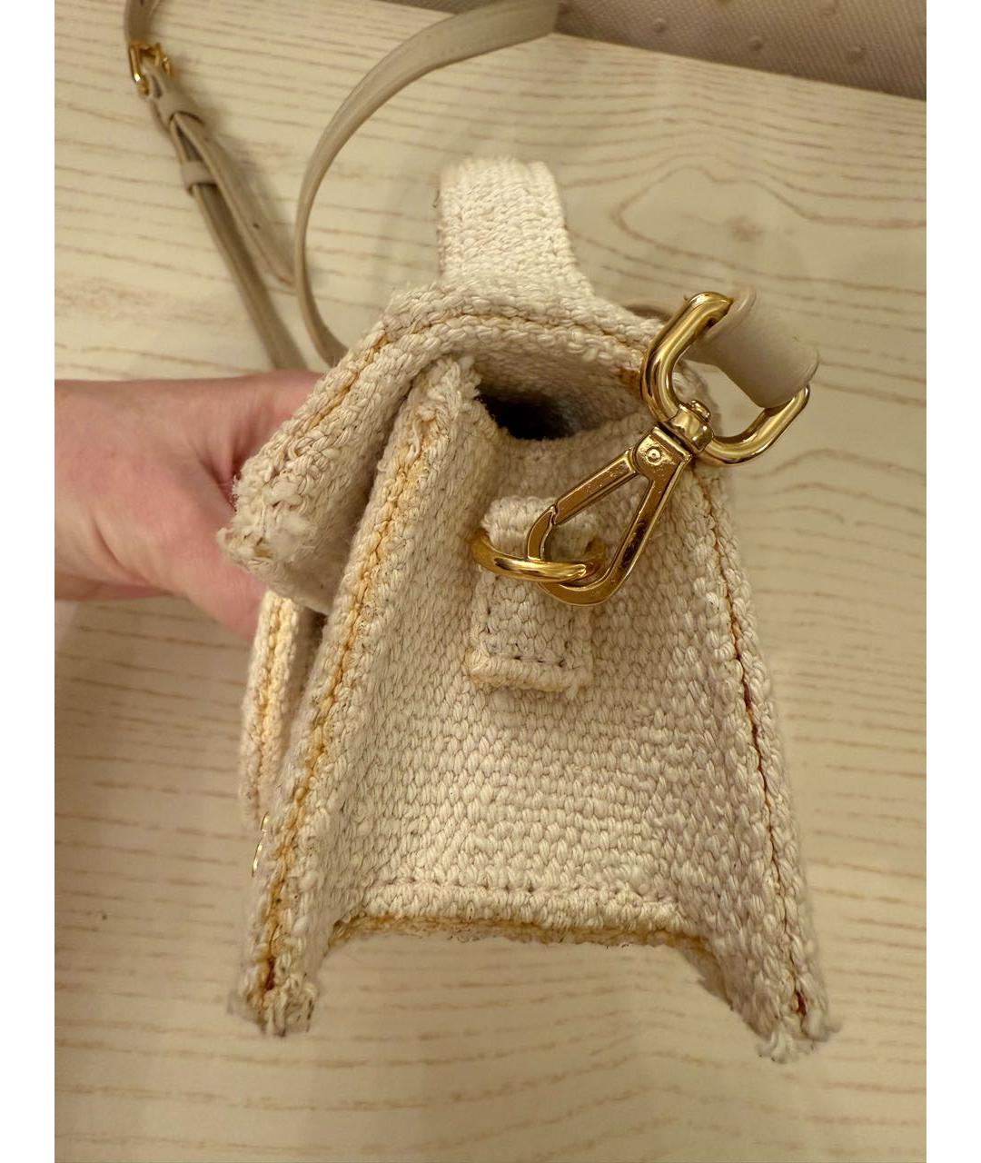 JACQUEMUS Бежевая тканевая сумка через плечо, фото 4