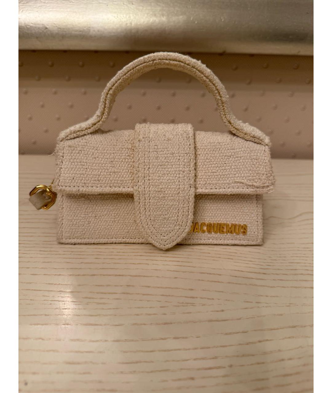JACQUEMUS Бежевая тканевая сумка через плечо, фото 9