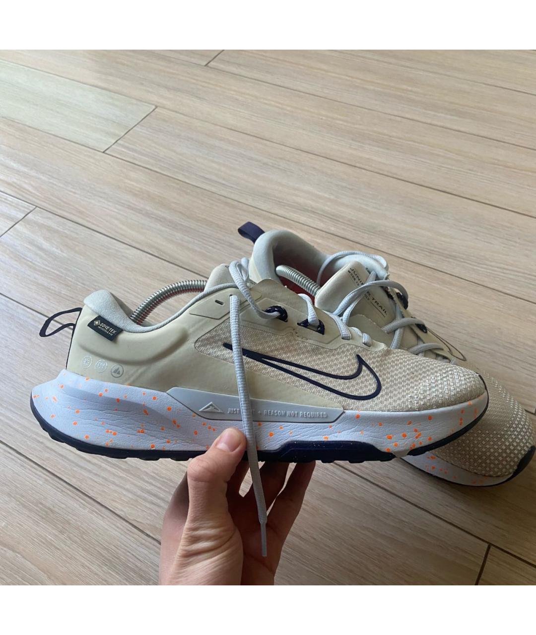 NIKE Бежевые текстильные низкие кроссовки / кеды, фото 8