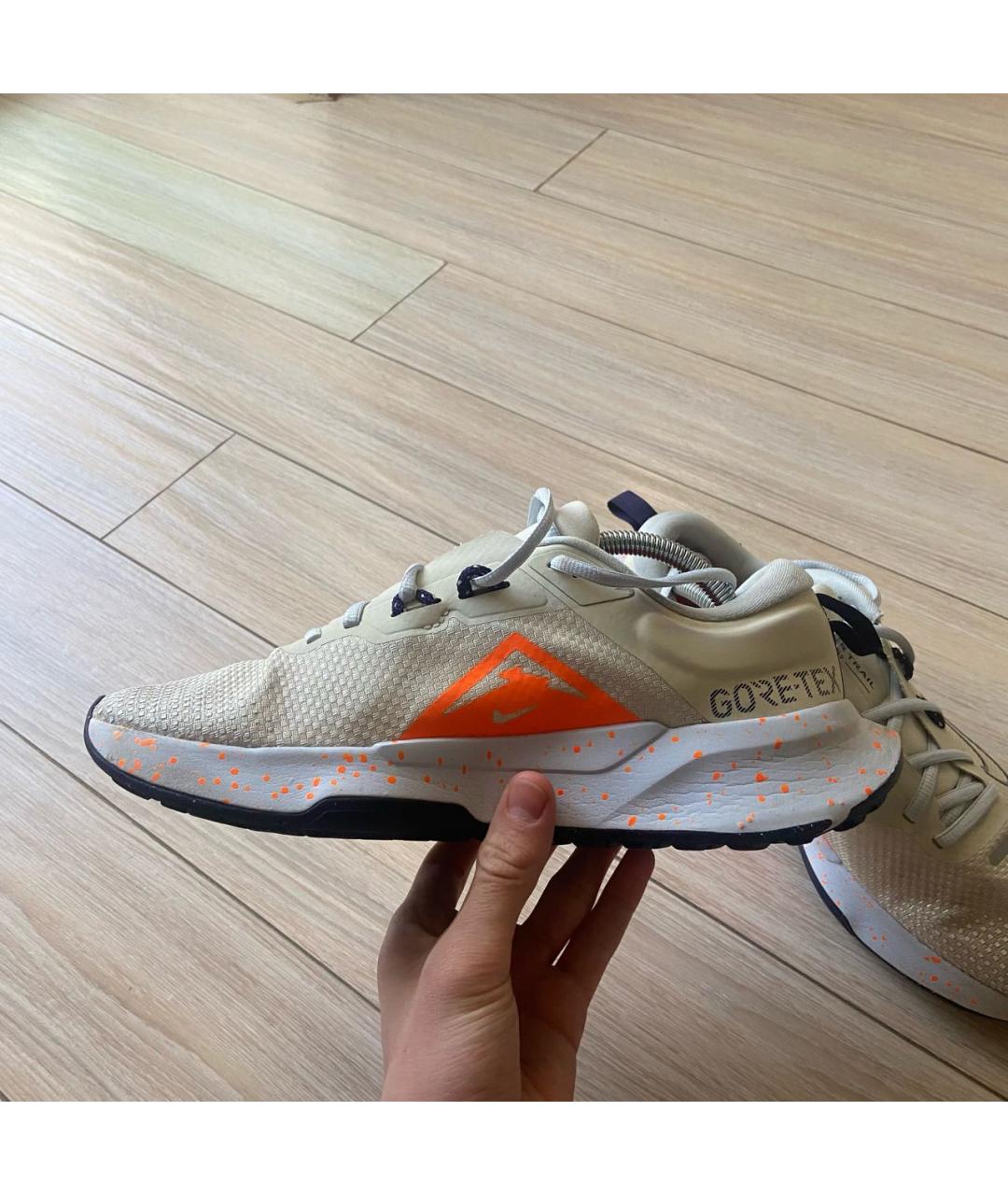 NIKE Бежевые текстильные низкие кроссовки / кеды, фото 2