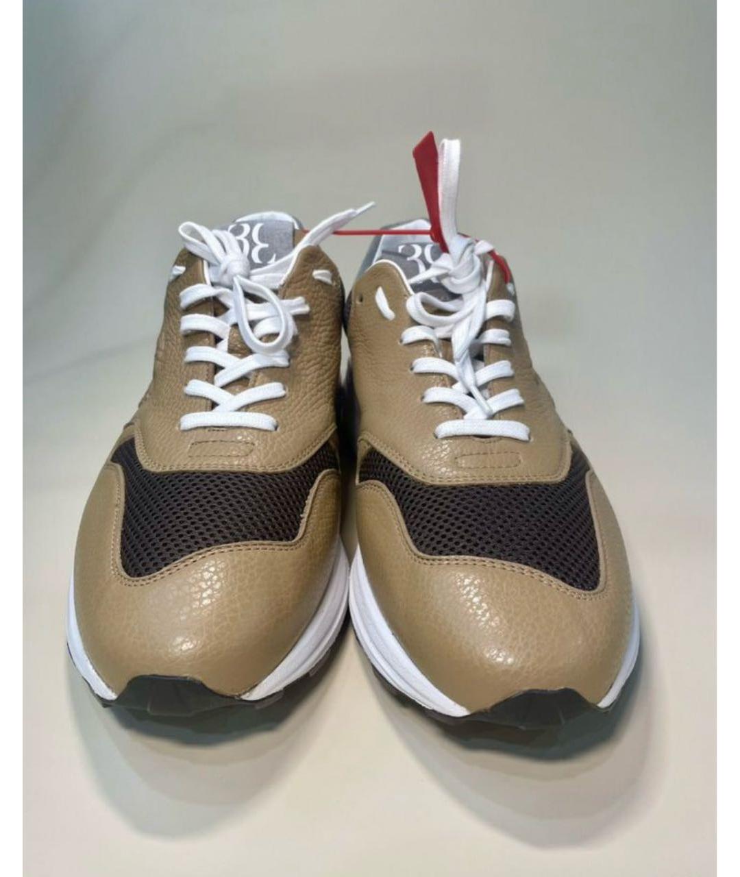 BILLIONAIRE Горчичные кожаные низкие кроссовки / кеды, фото 2