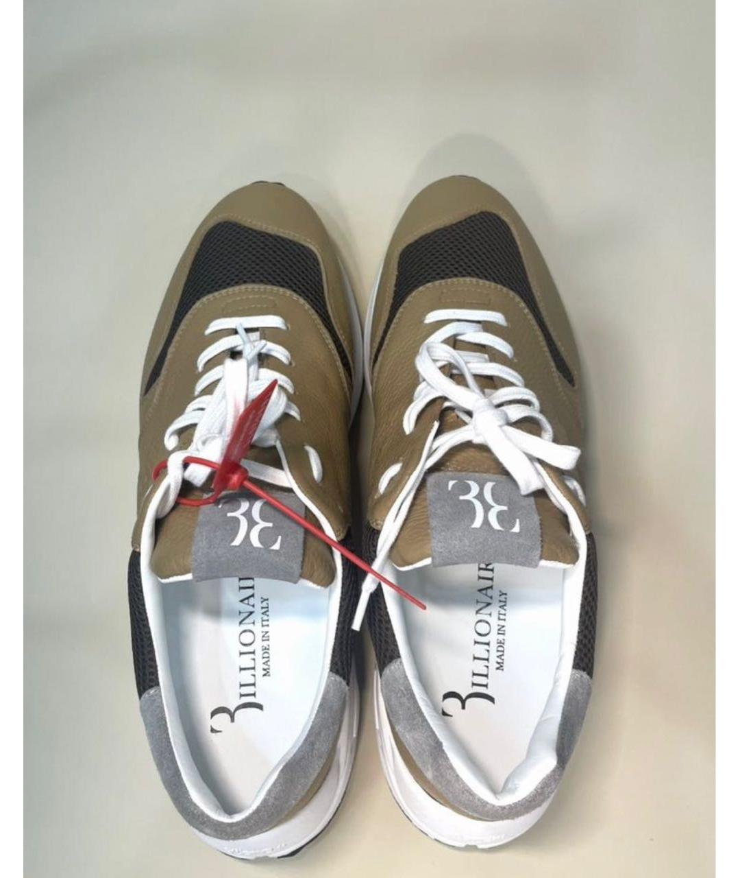 BILLIONAIRE Горчичные кожаные низкие кроссовки / кеды, фото 3