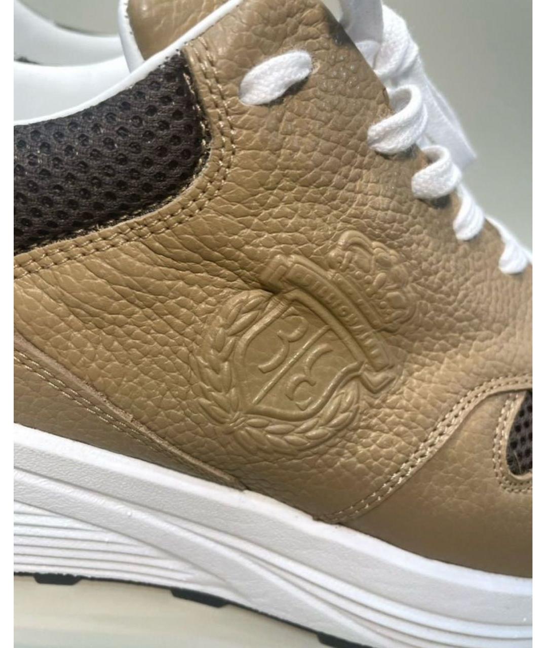 BILLIONAIRE Горчичные кожаные низкие кроссовки / кеды, фото 5