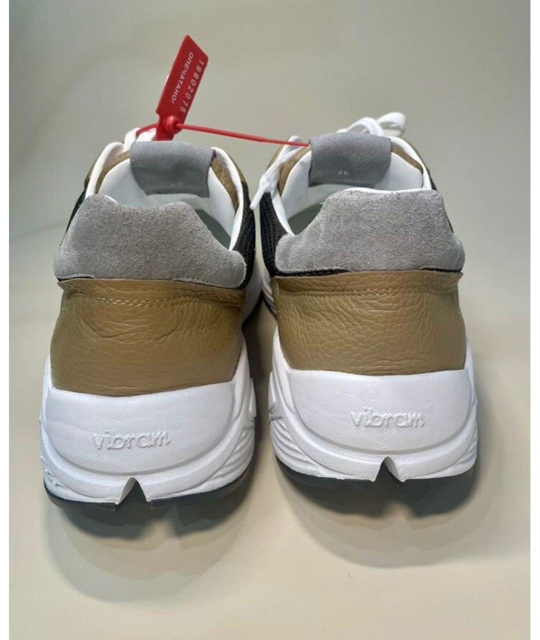 BILLIONAIRE Горчичные кожаные низкие кроссовки / кеды, фото 4