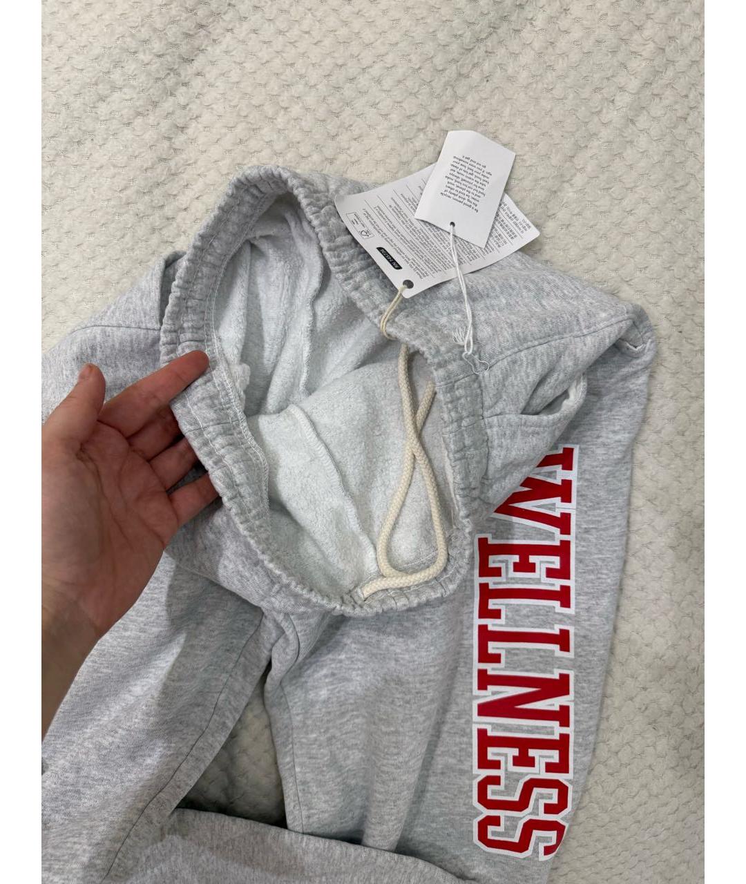 SPORTY AND RICH Серые хлопковые прямые брюки, фото 3