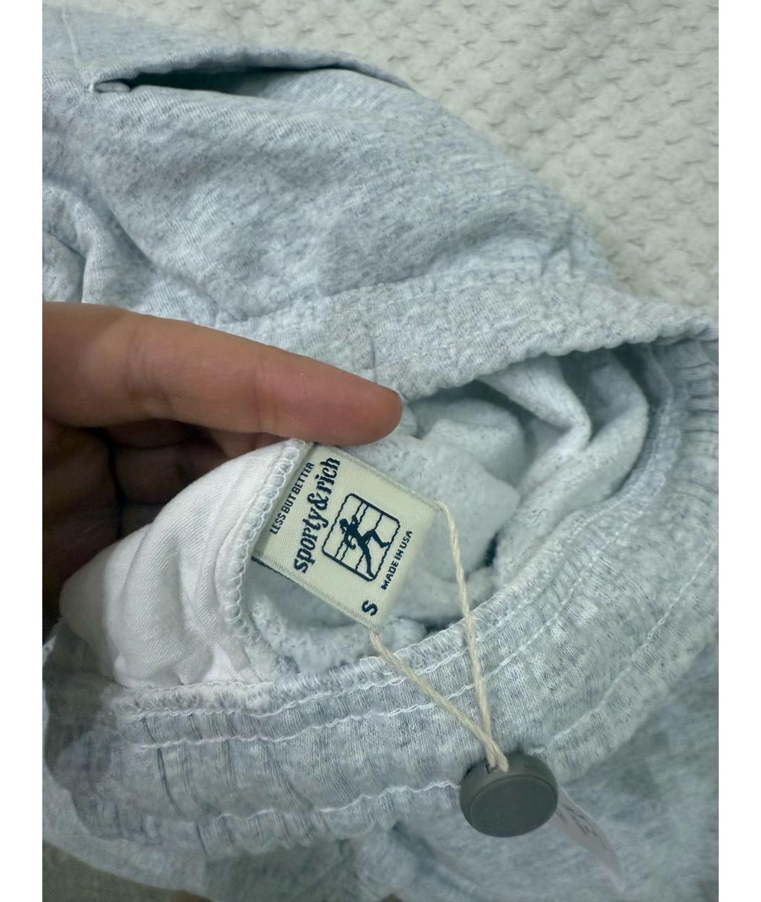 SPORTY AND RICH Серые хлопковые прямые брюки, фото 4