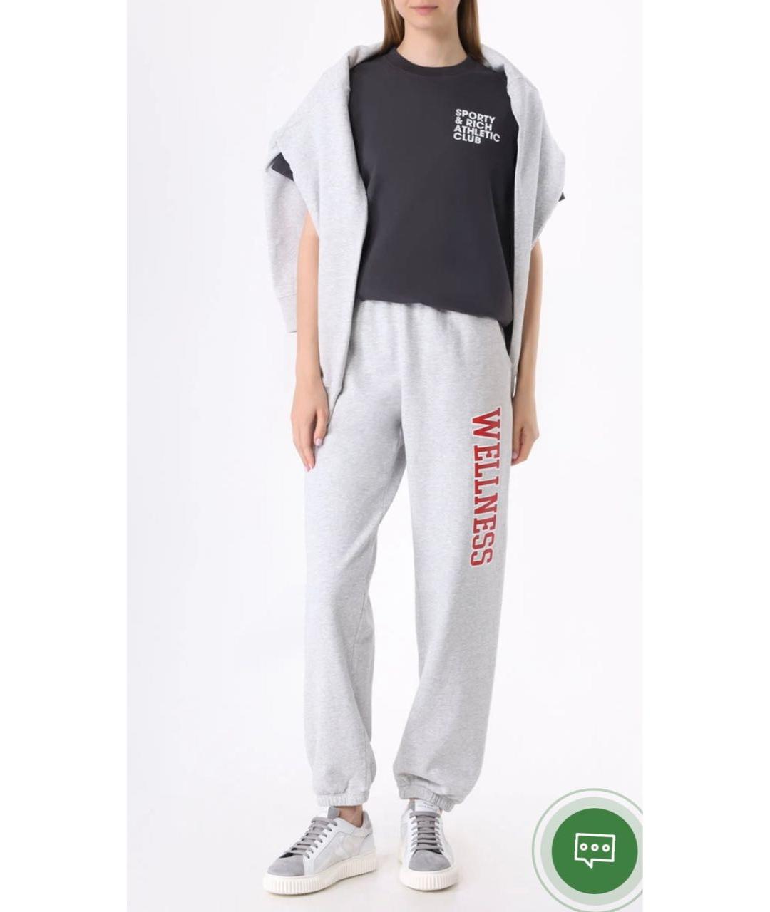 SPORTY AND RICH Серые хлопковые прямые брюки, фото 6