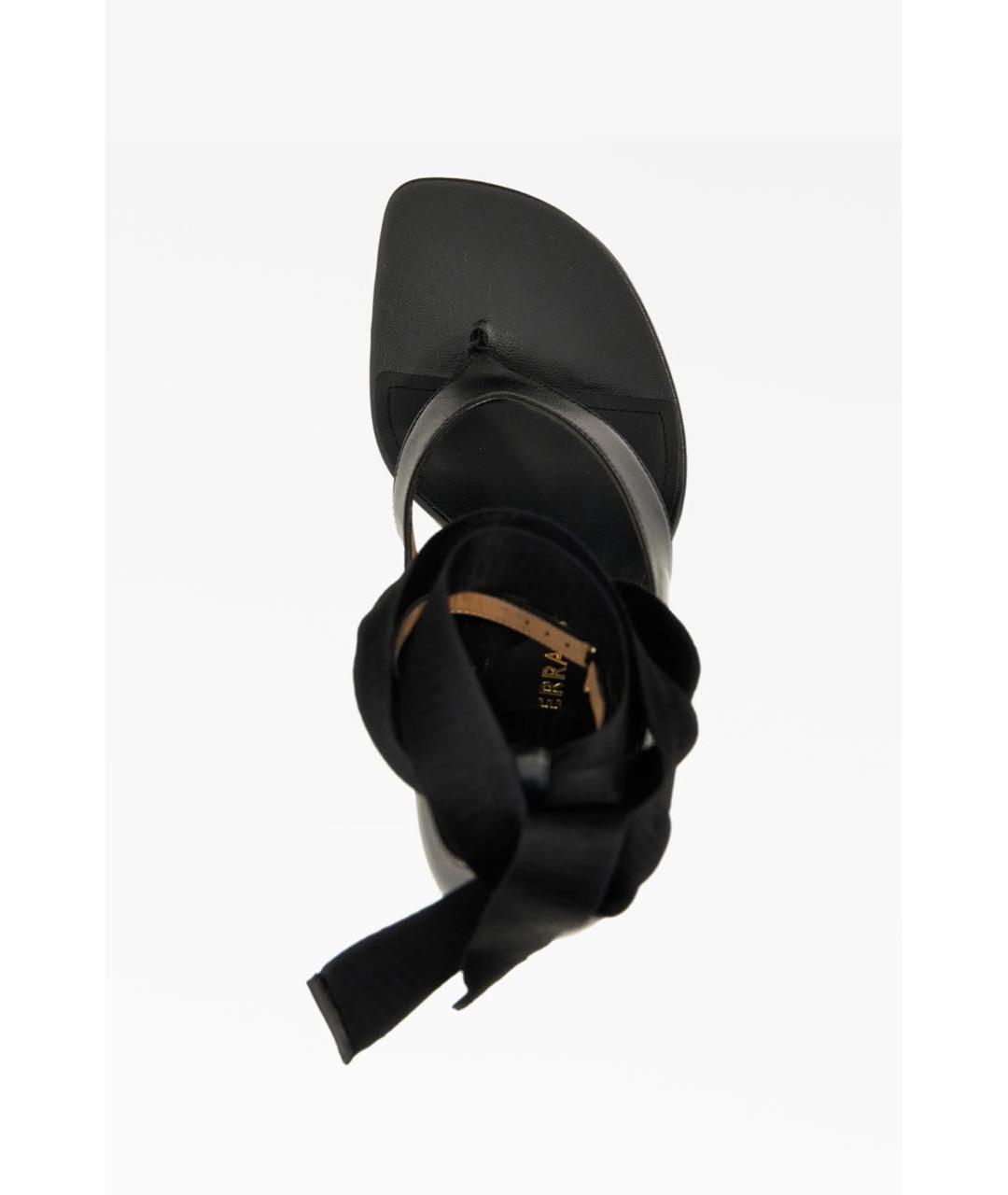 FERRAGAMO Черные кожаные босоножки, фото 3