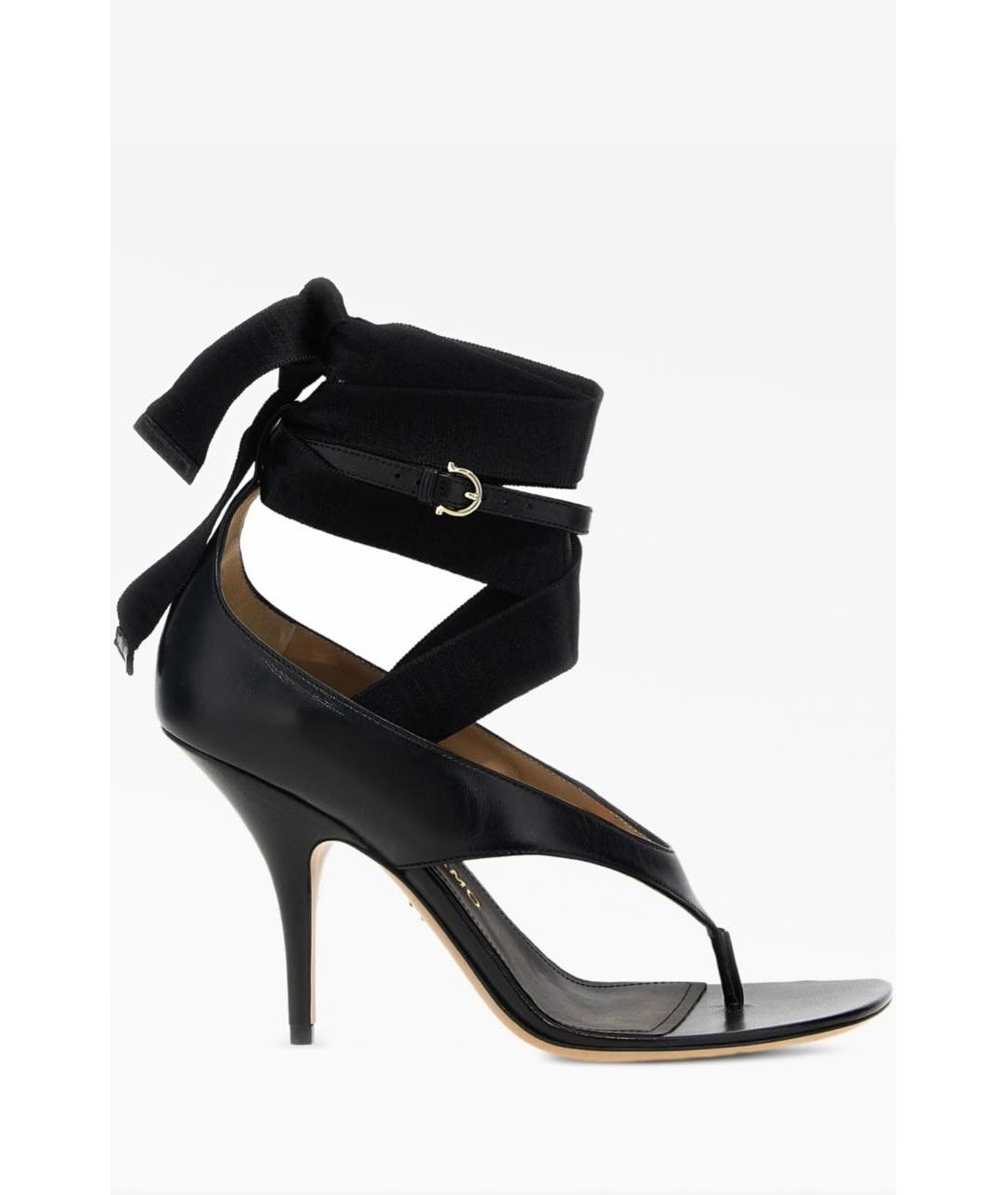 FERRAGAMO Черные кожаные босоножки, фото 6