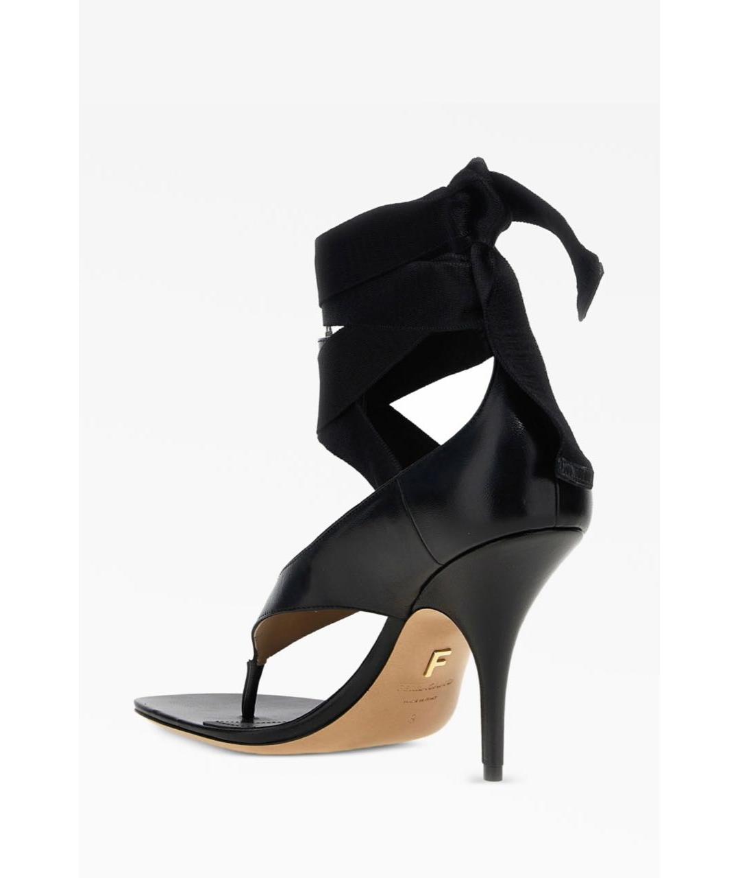 FERRAGAMO Черные кожаные босоножки, фото 4