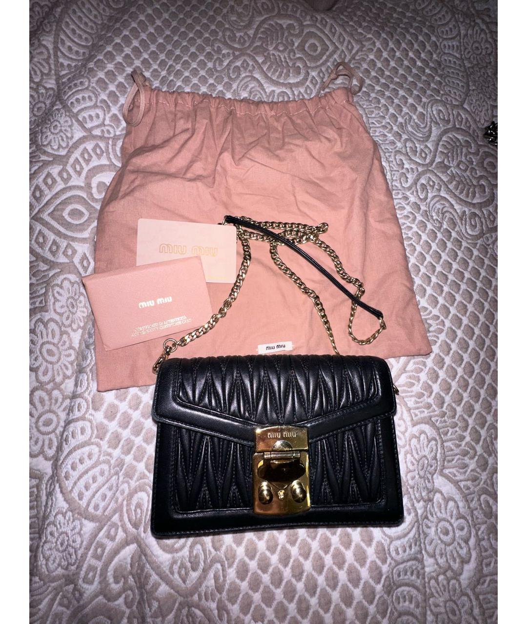 MIU MIU Черная кожаная сумка через плечо, фото 5