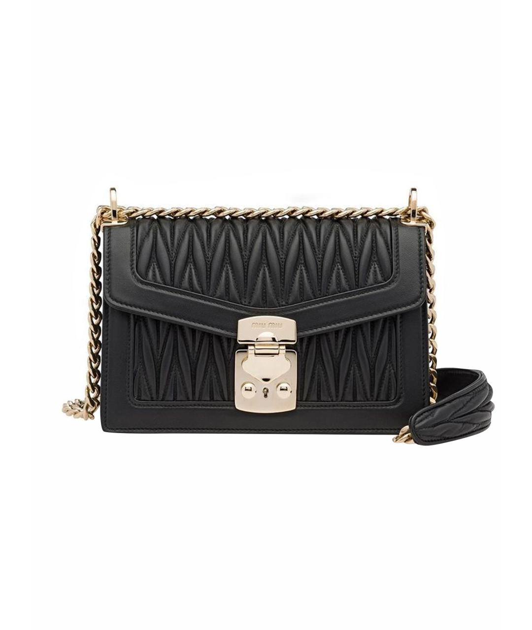 MIU MIU Черная кожаная сумка через плечо, фото 1