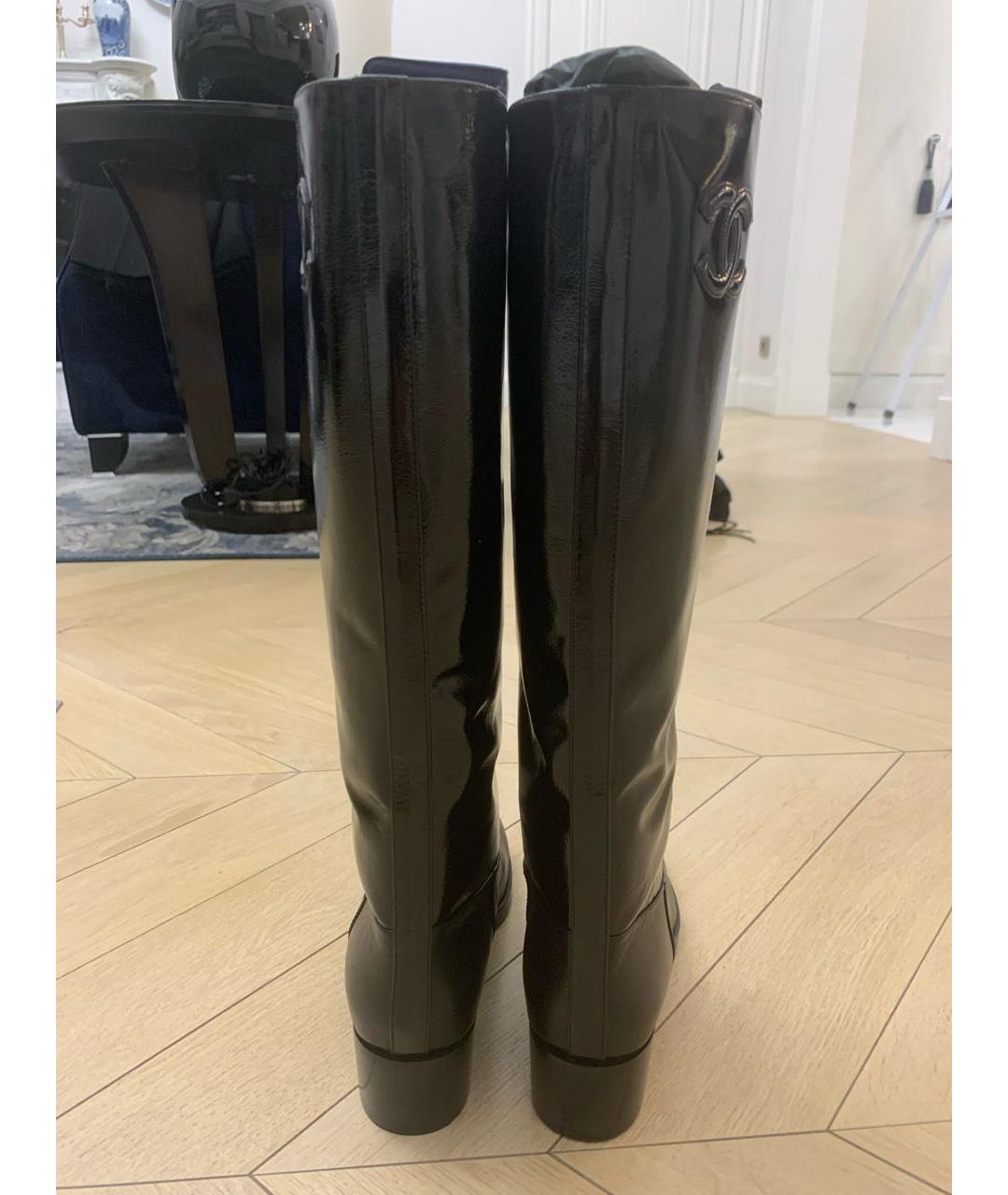 CHANEL Черные кожаные сапоги, фото 4