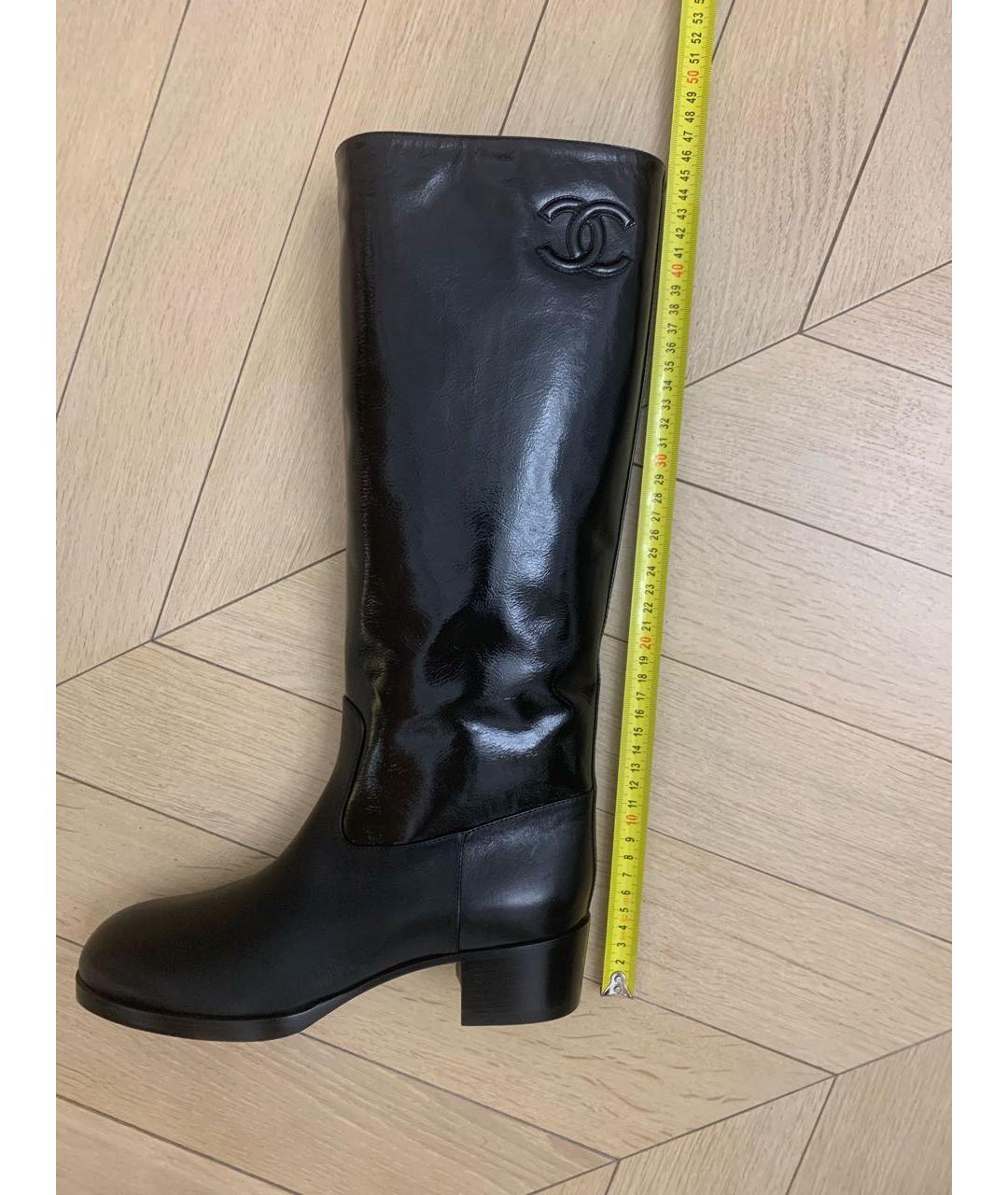 CHANEL Черные кожаные сапоги, фото 6