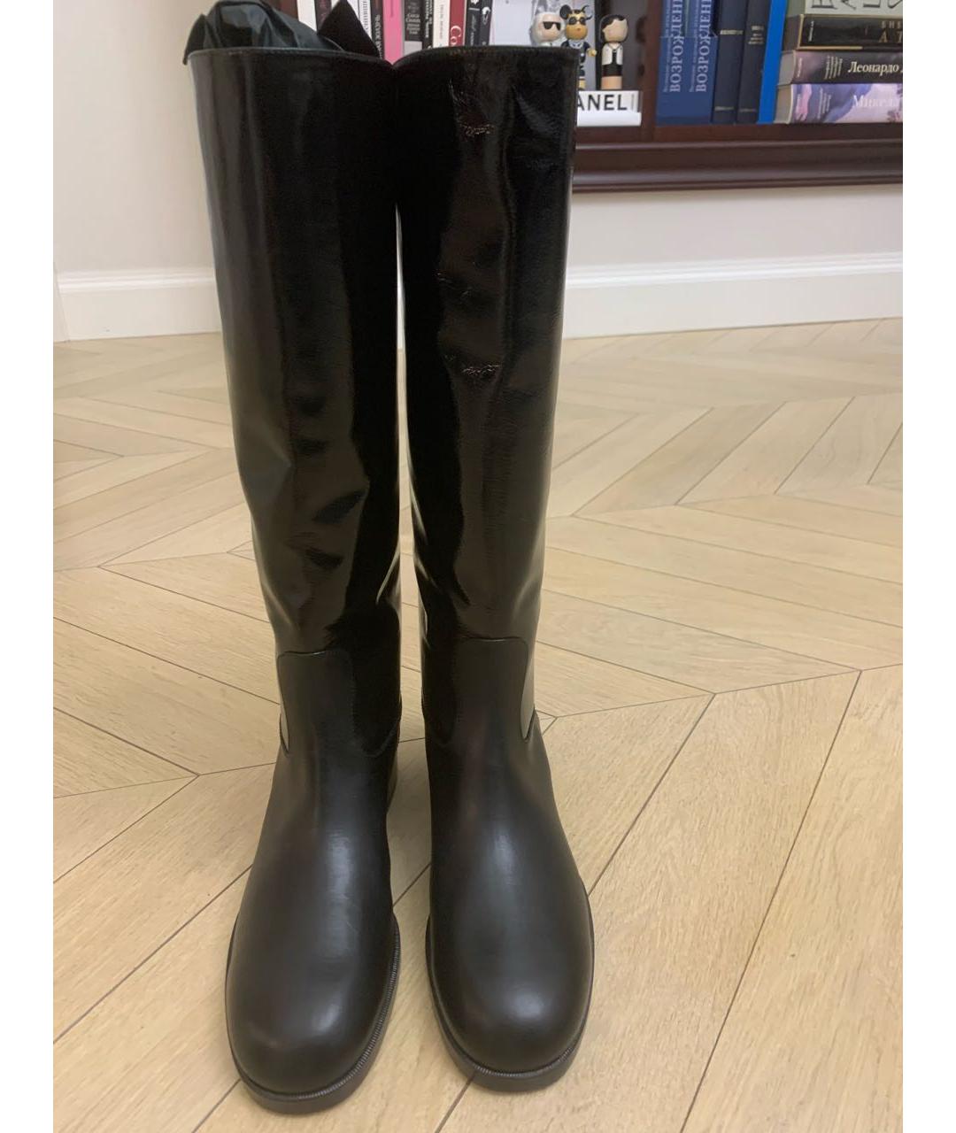 CHANEL Черные кожаные сапоги, фото 2
