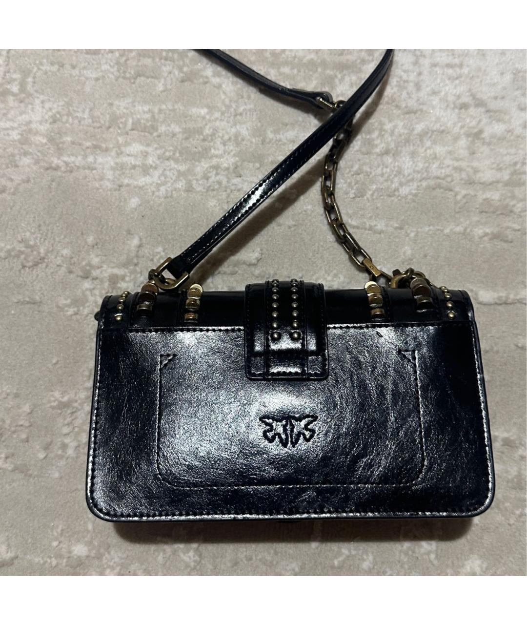 PINKO Черная кожаная сумка на плечо, фото 3