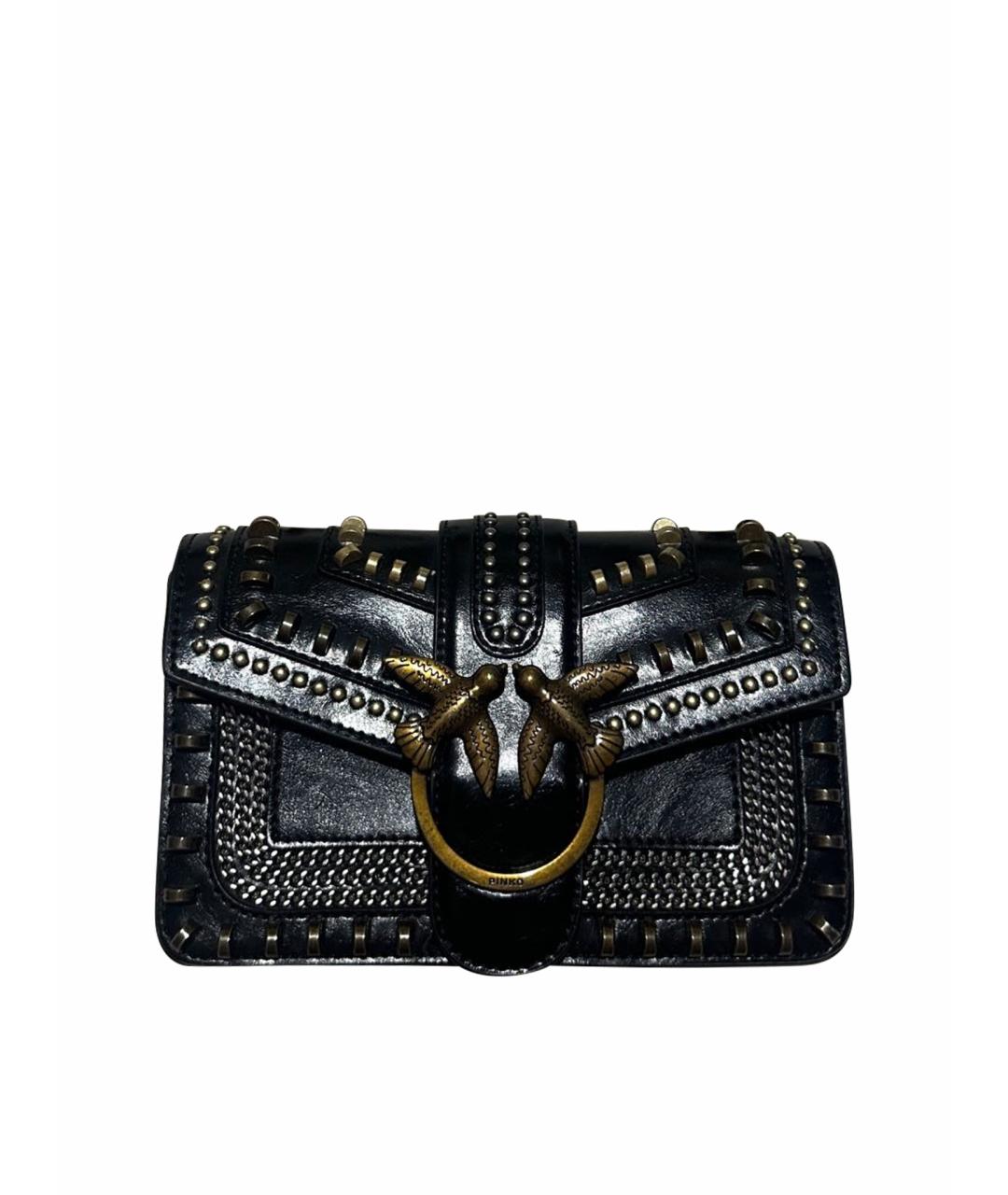 PINKO Черная кожаная сумка на плечо, фото 1