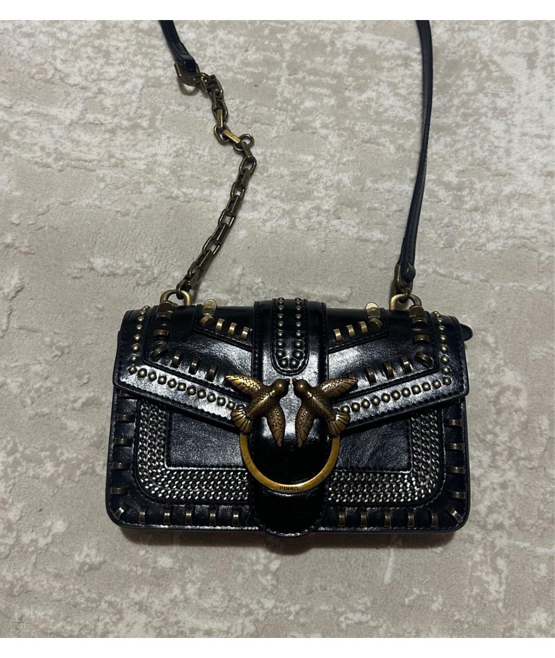 PINKO Черная кожаная сумка на плечо, фото 6