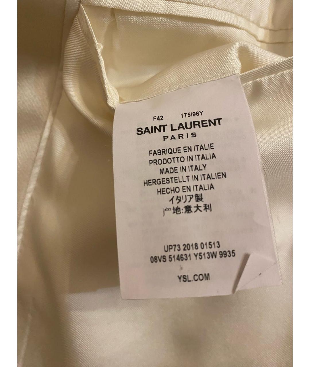 SAINT LAURENT Белый шерстяной жакет/пиджак, фото 5