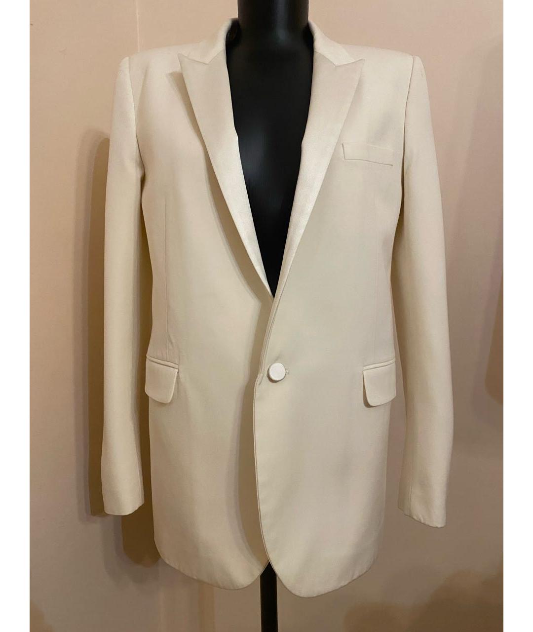 SAINT LAURENT Белый шерстяной жакет/пиджак, фото 8