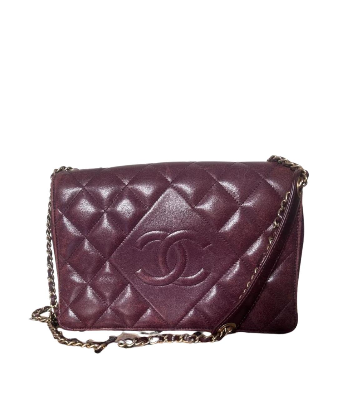 CHANEL Бордовая кожаная сумка через плечо, фото 1