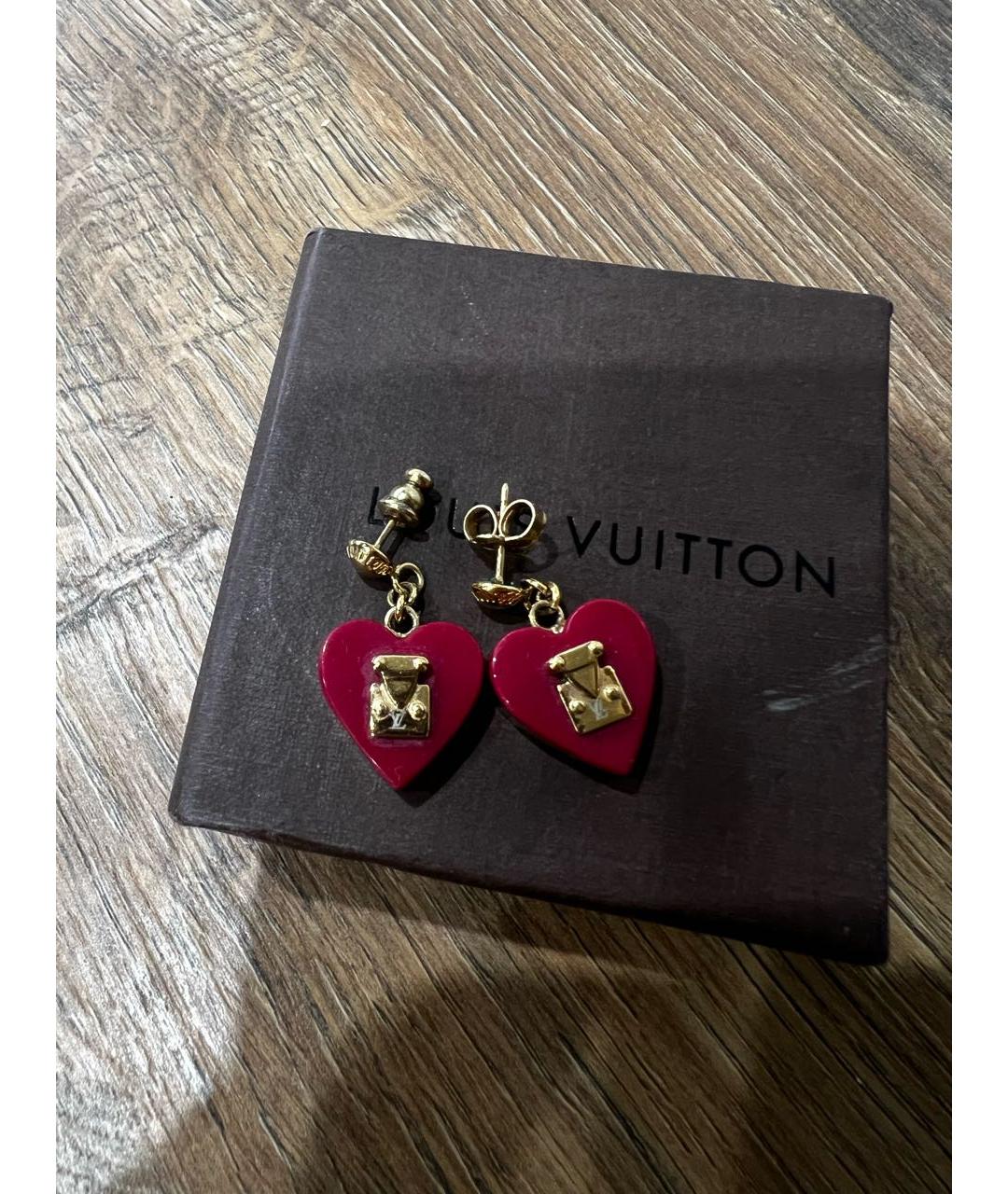 LOUIS VUITTON Бордовые металлические серьги, фото 5