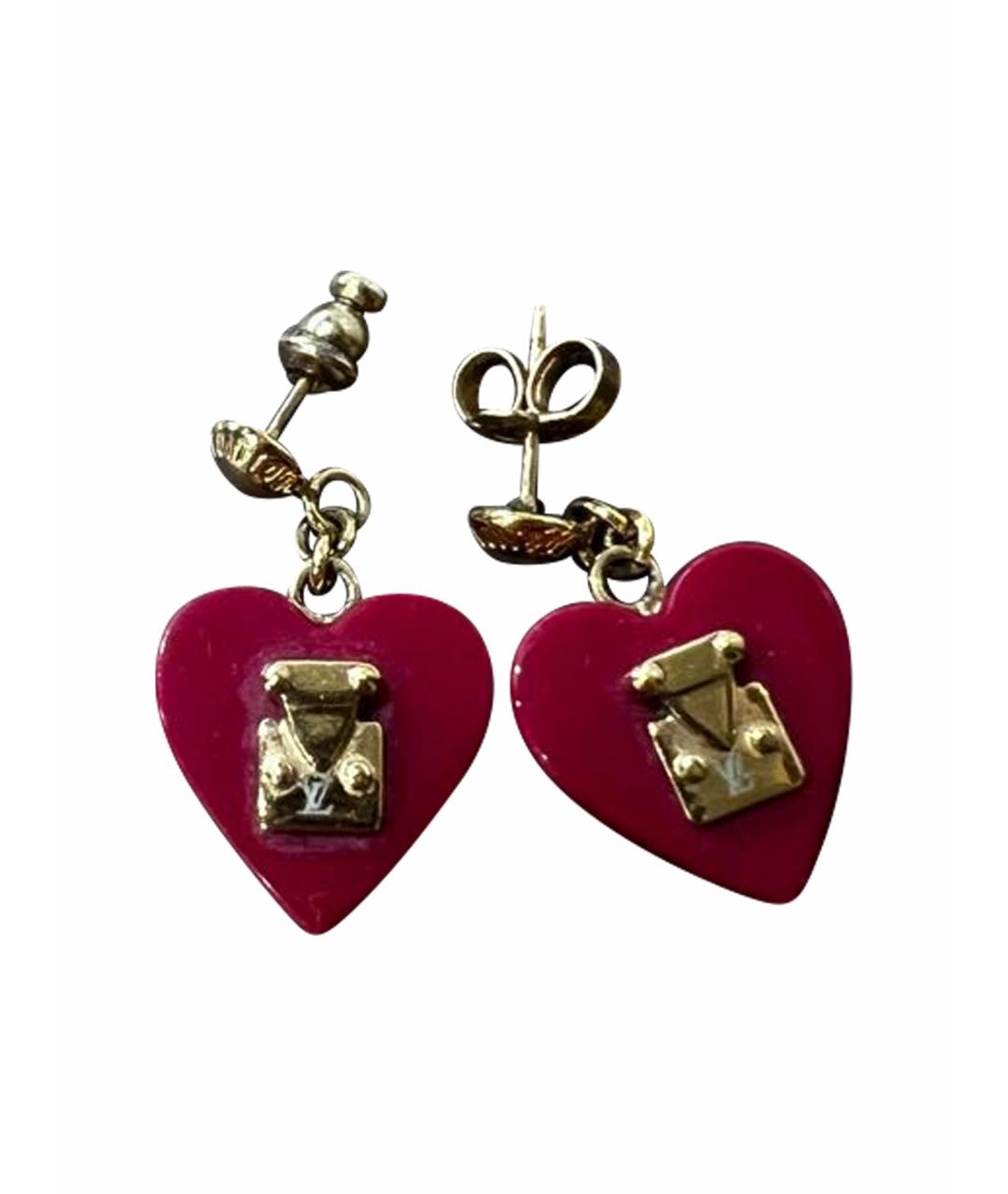 LOUIS VUITTON Бордовые металлические серьги, фото 1