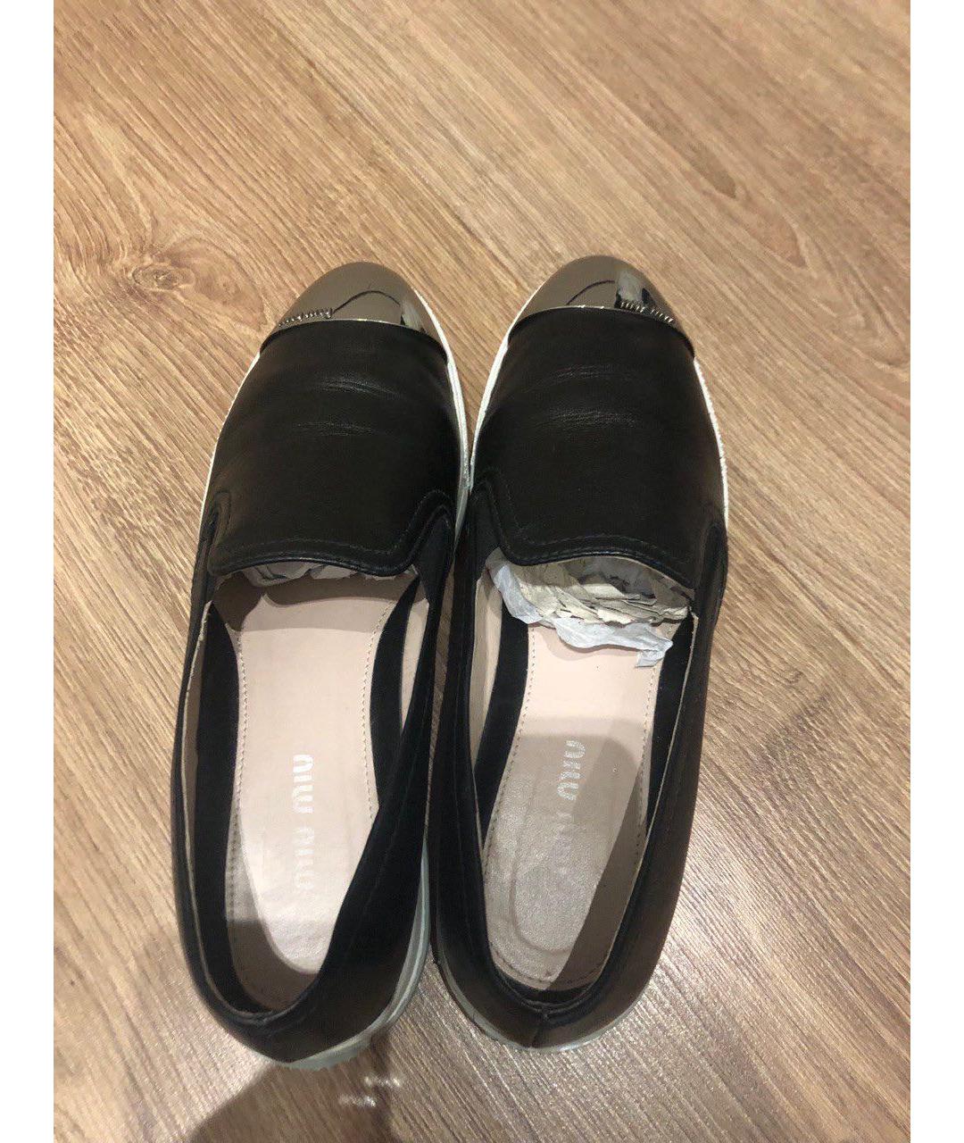 MIU MIU Черные кожаные лоферы, фото 3