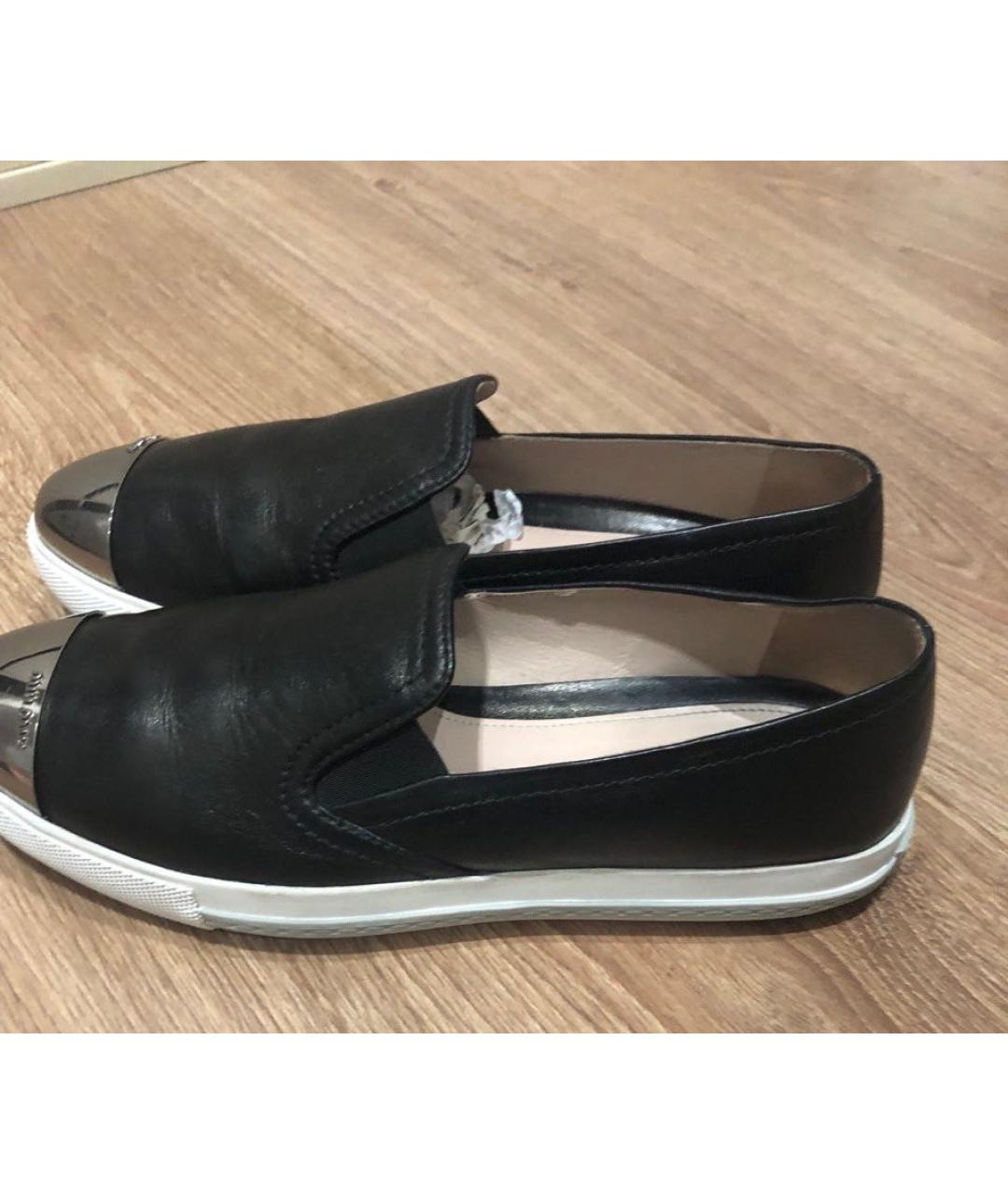 MIU MIU Черные кожаные лоферы, фото 7