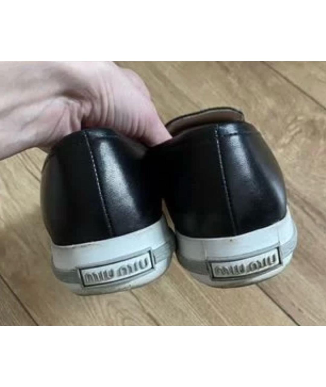 MIU MIU Черные кожаные лоферы, фото 4