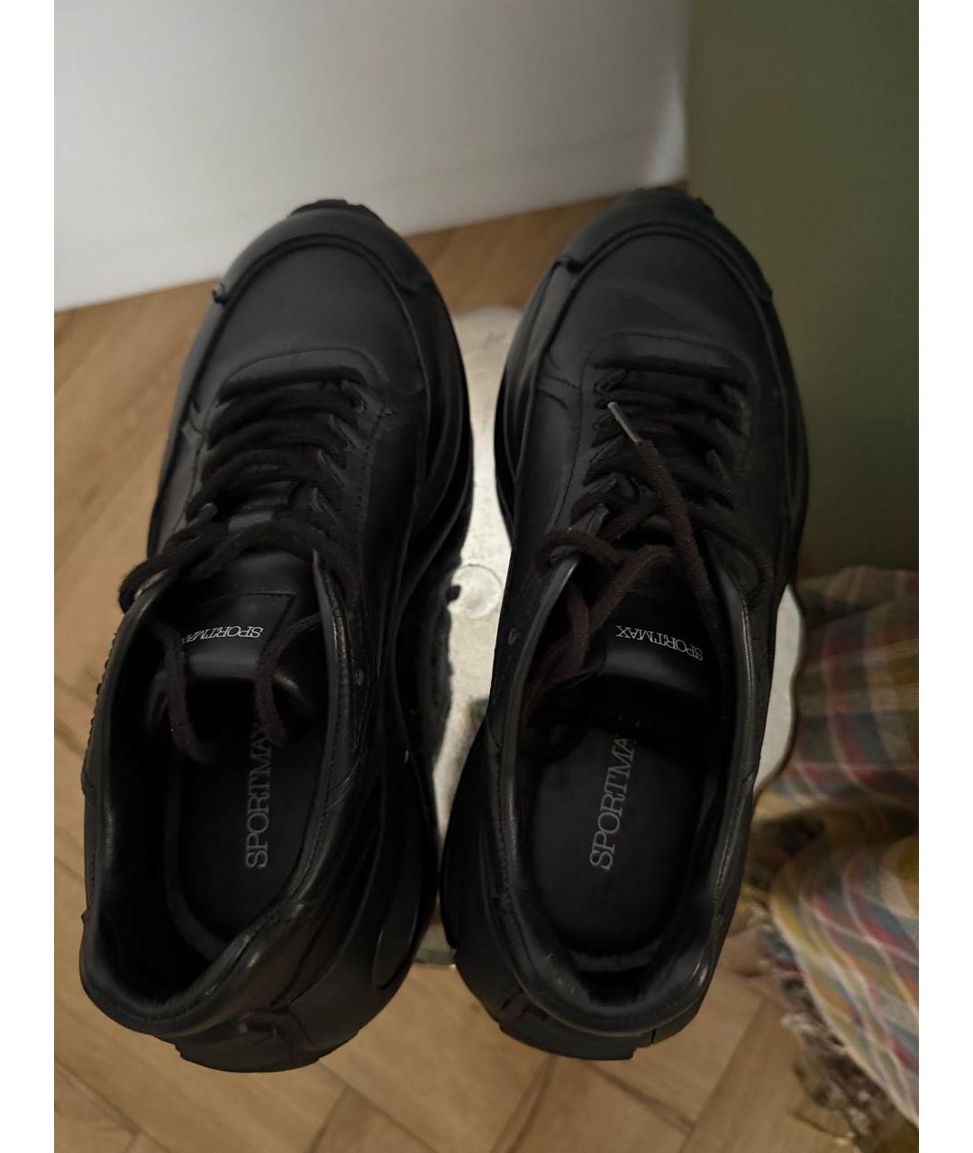 SPORTMAX Черные кожаные кроссовки, фото 2