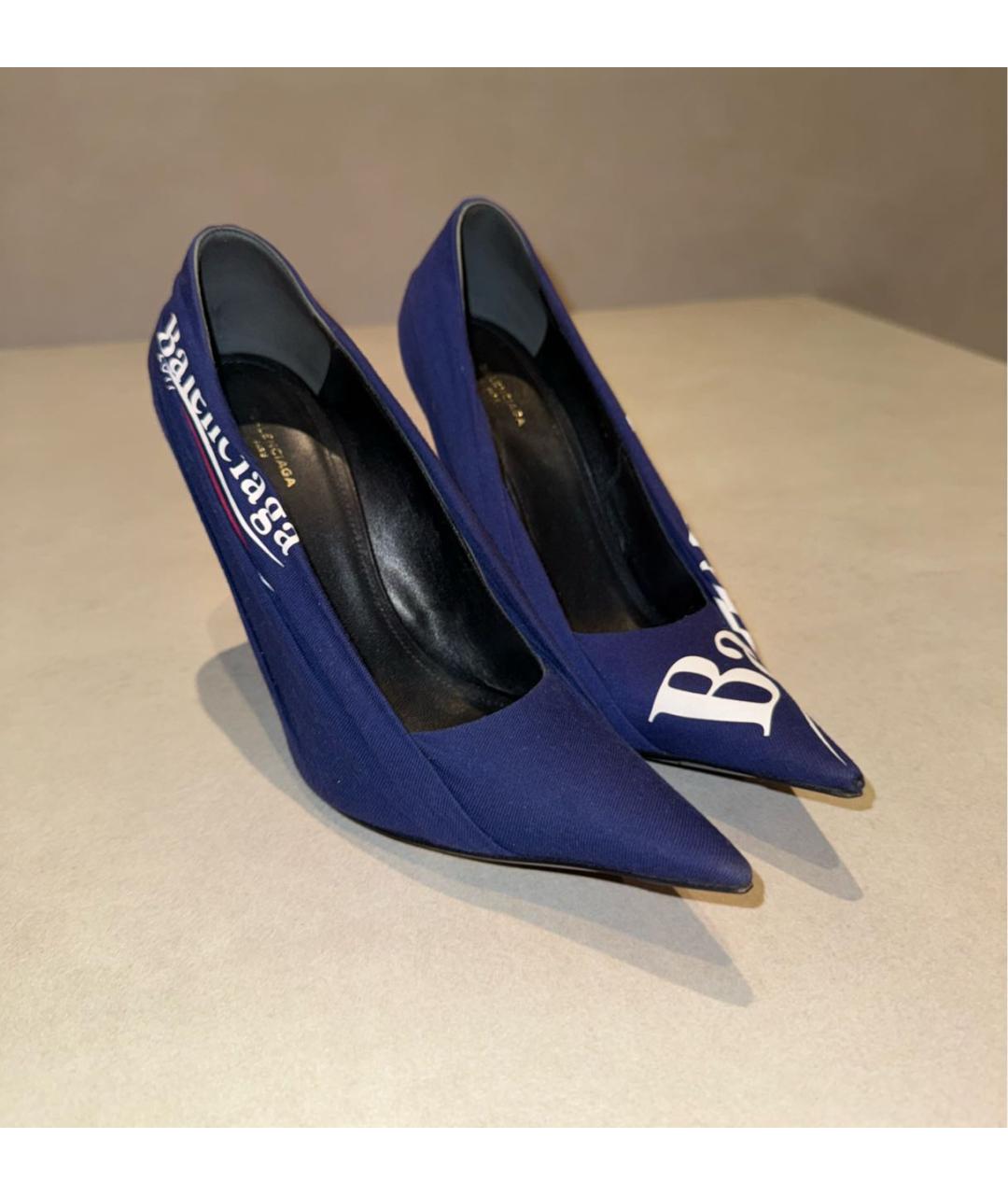 BALENCIAGA Синие текстильные туфли, фото 2