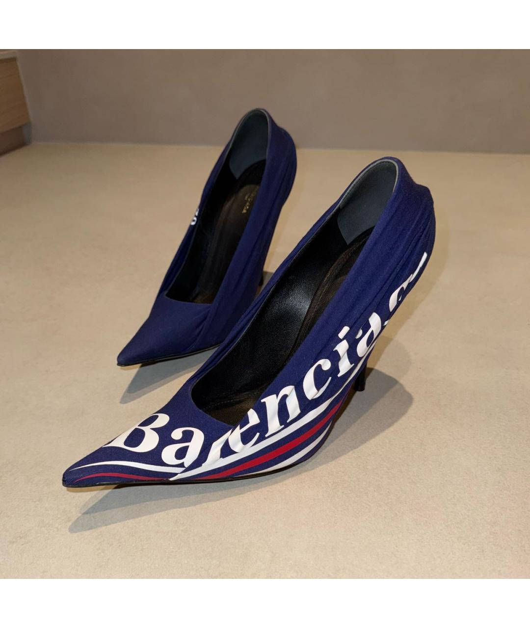 BALENCIAGA Синие текстильные туфли, фото 5