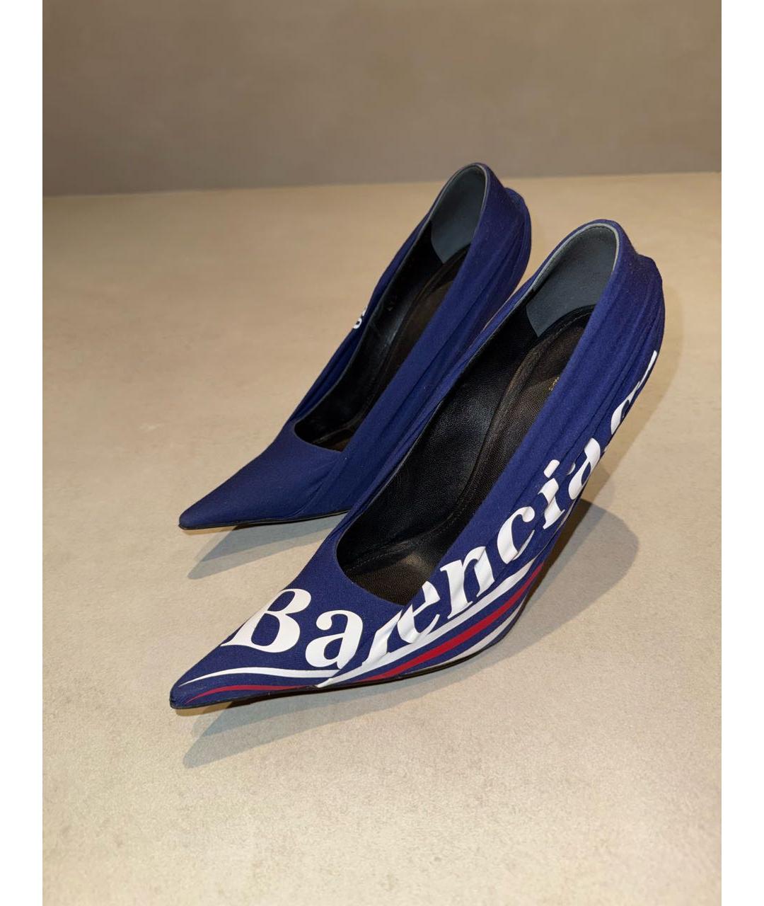 BALENCIAGA Синие текстильные туфли, фото 4