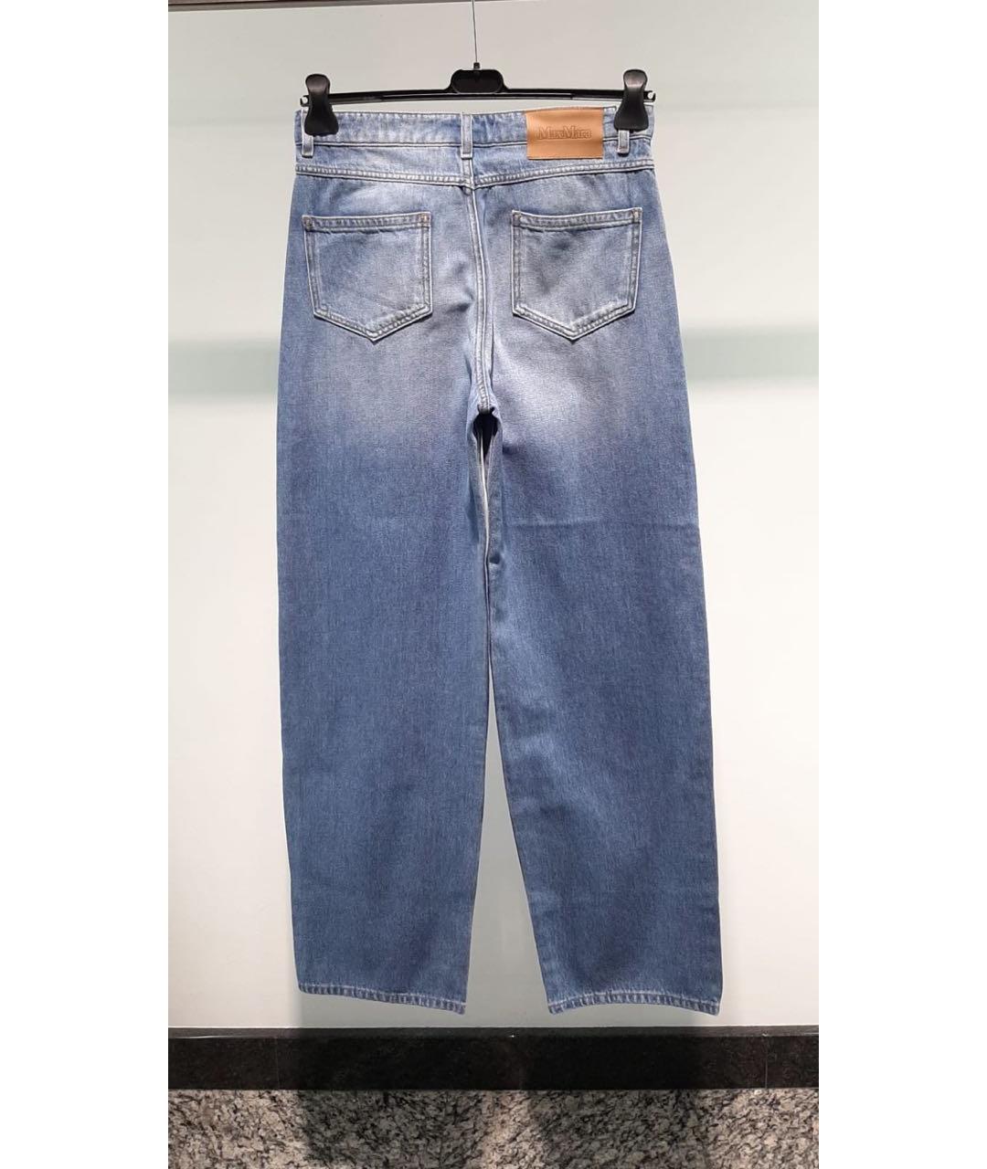 MAX MARA STUDIO Голубые хлопковые прямые джинсы, фото 2