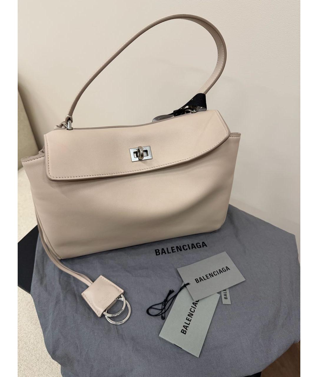 BALENCIAGA Бежевая кожаная сумка с короткими ручками, фото 2