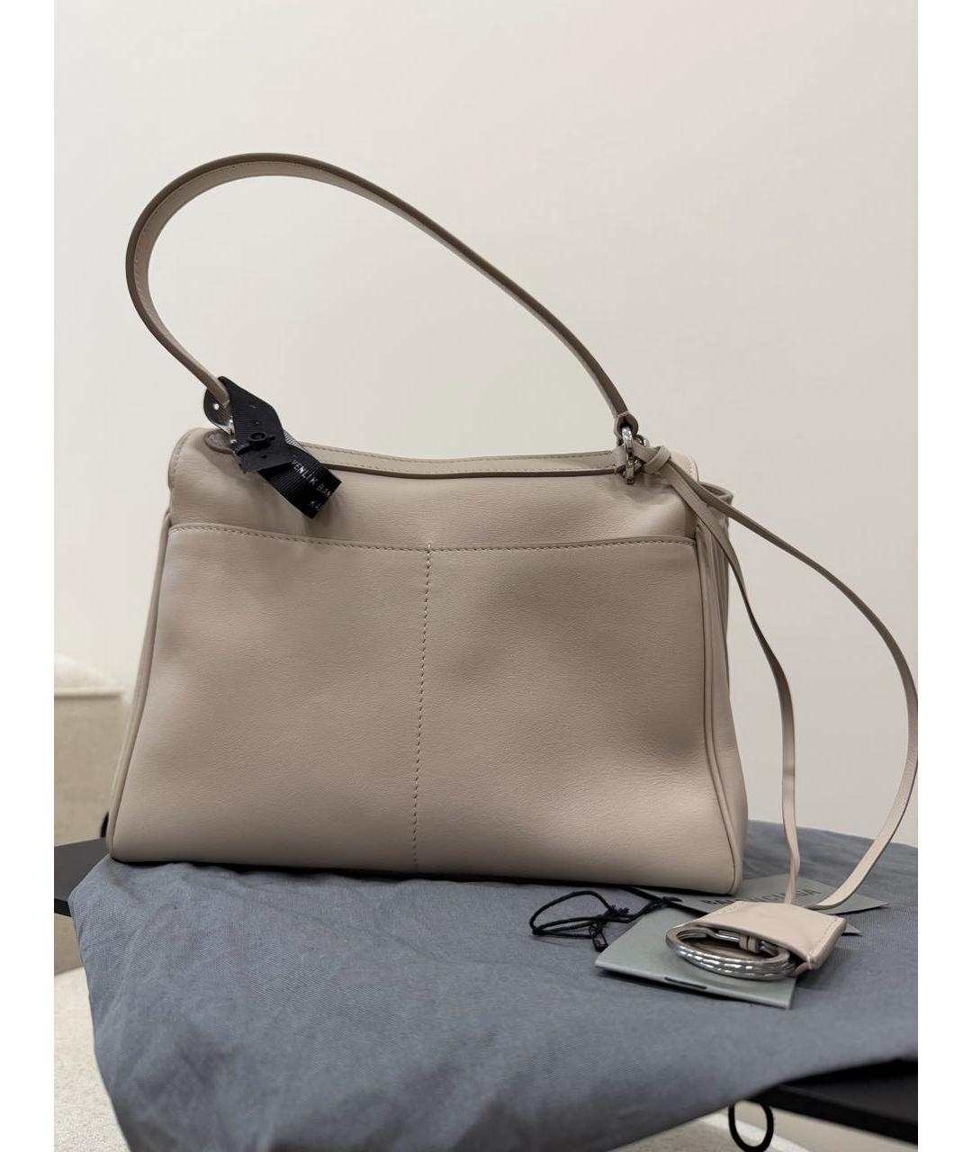 BALENCIAGA Бежевая кожаная сумка с короткими ручками, фото 3