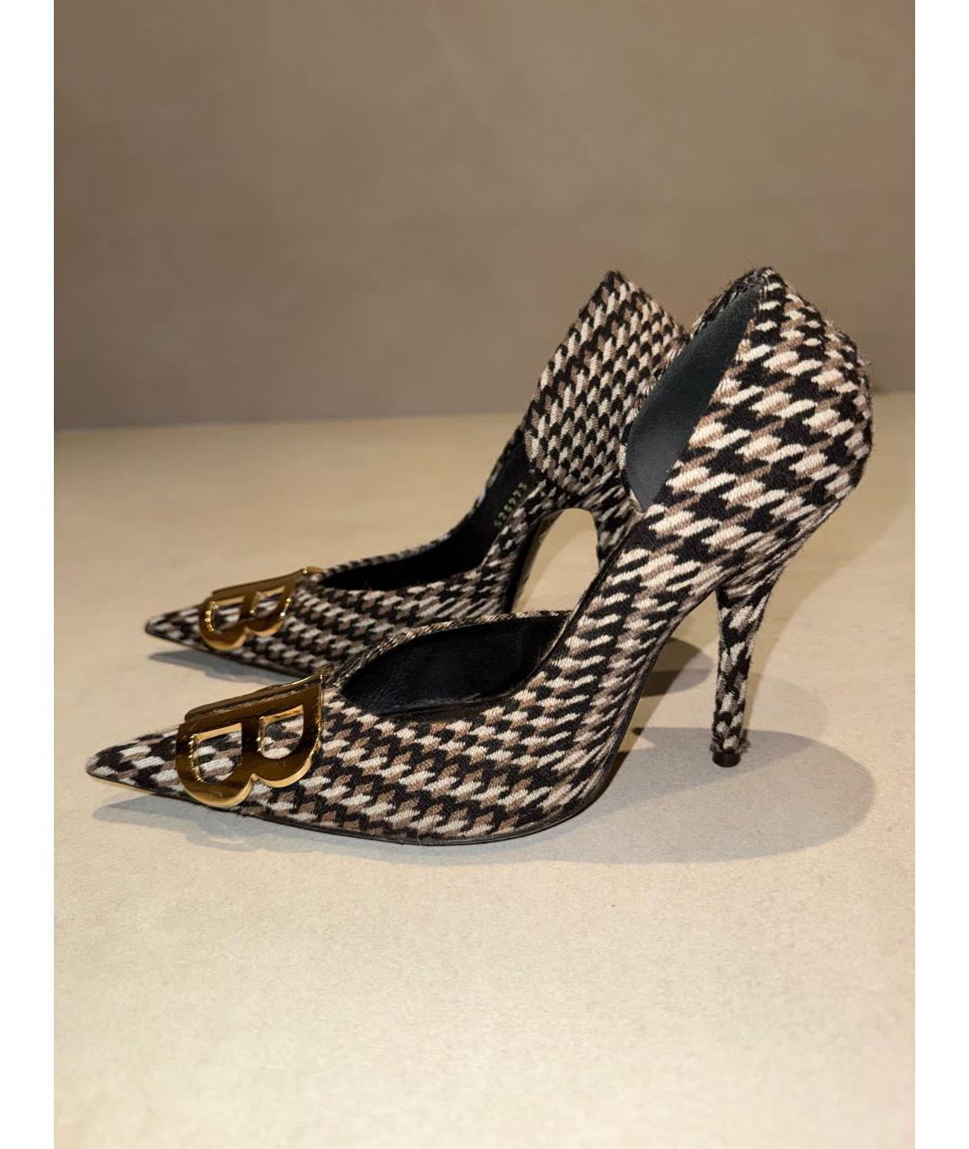 BALENCIAGA Коричневые текстильные туфли, фото 4